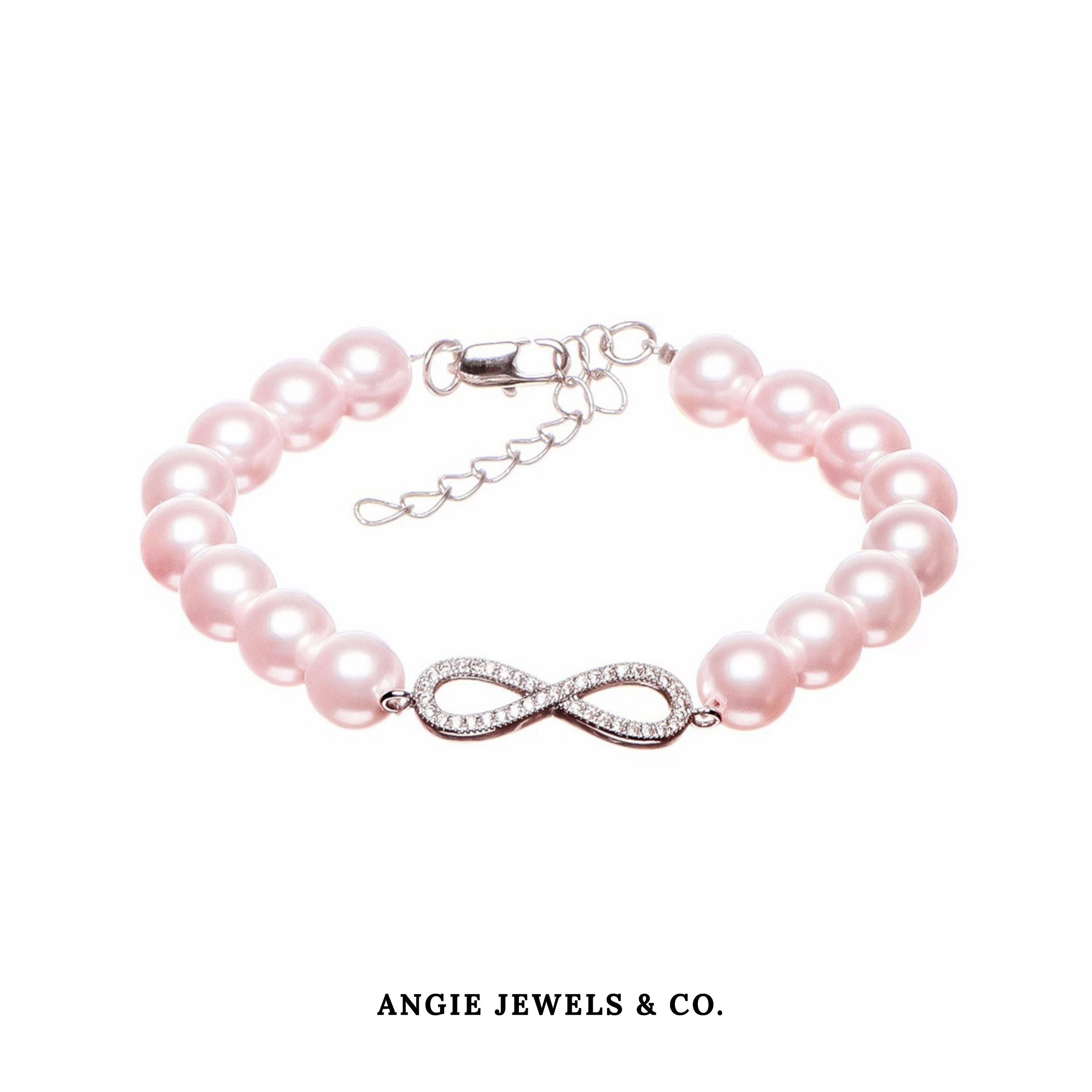 Infinity Pink Swarovski Pearl Bracelet