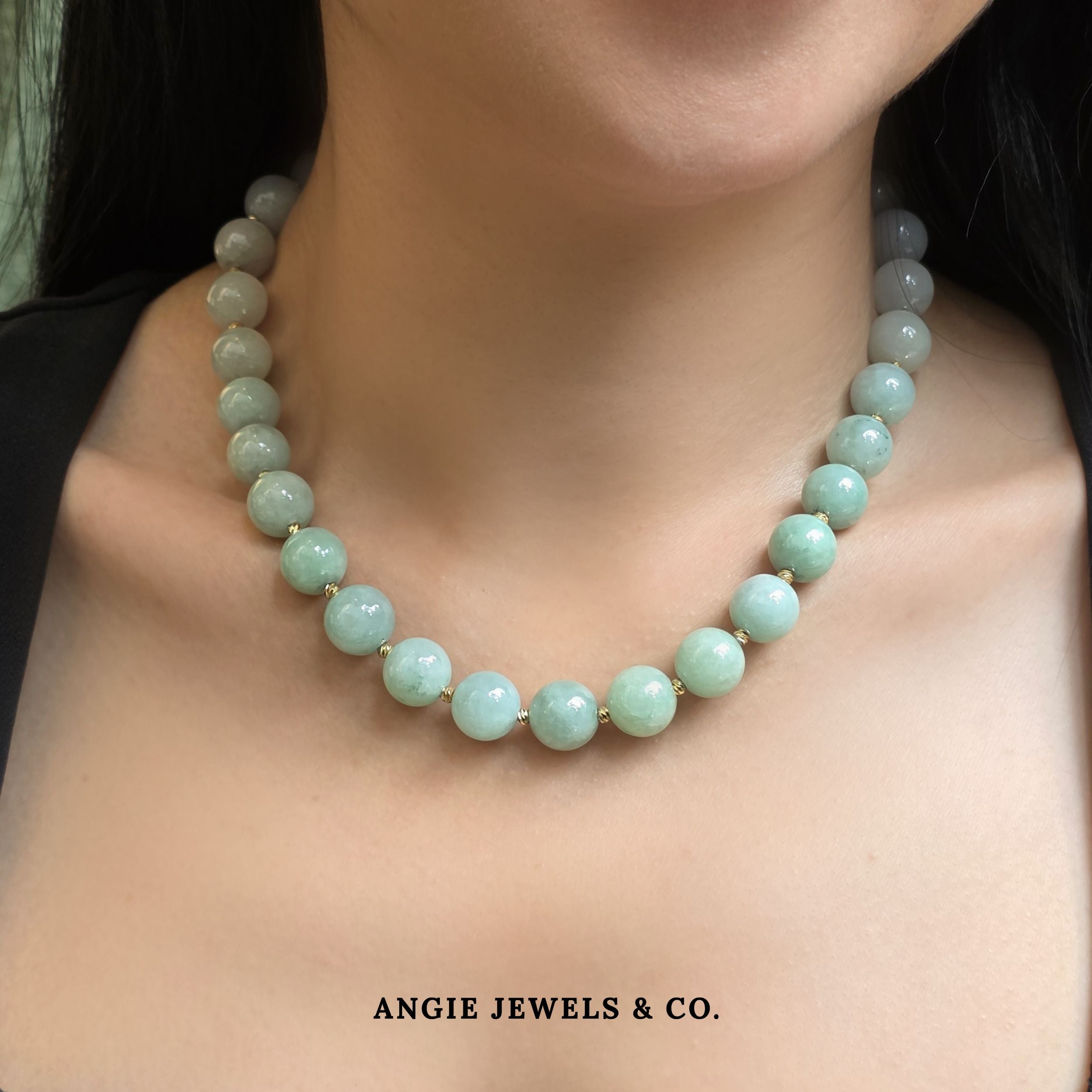 Natural Burmese Jade Round 12mm Necklace