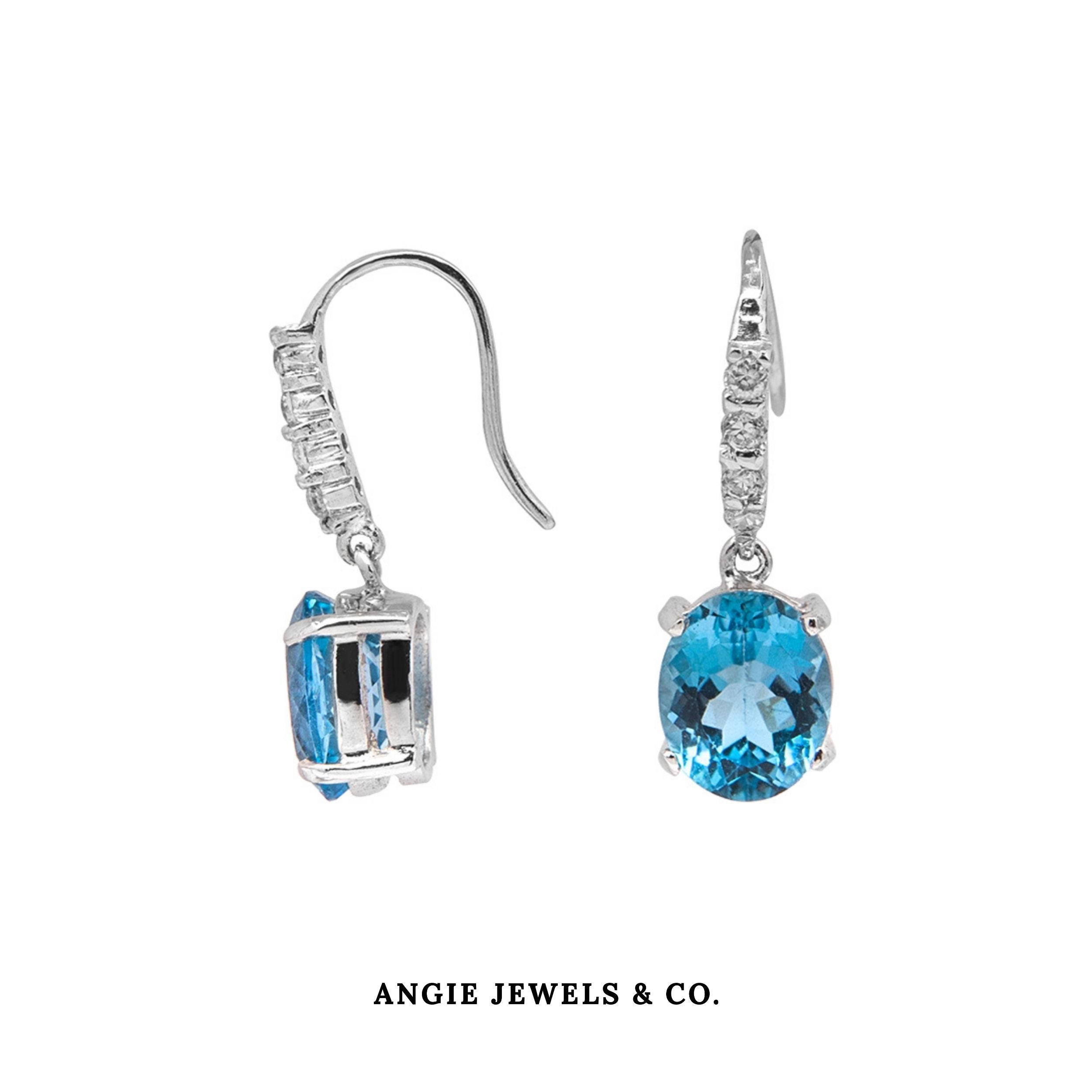 Keshi Blue Topaz Dangle Hook Earrings