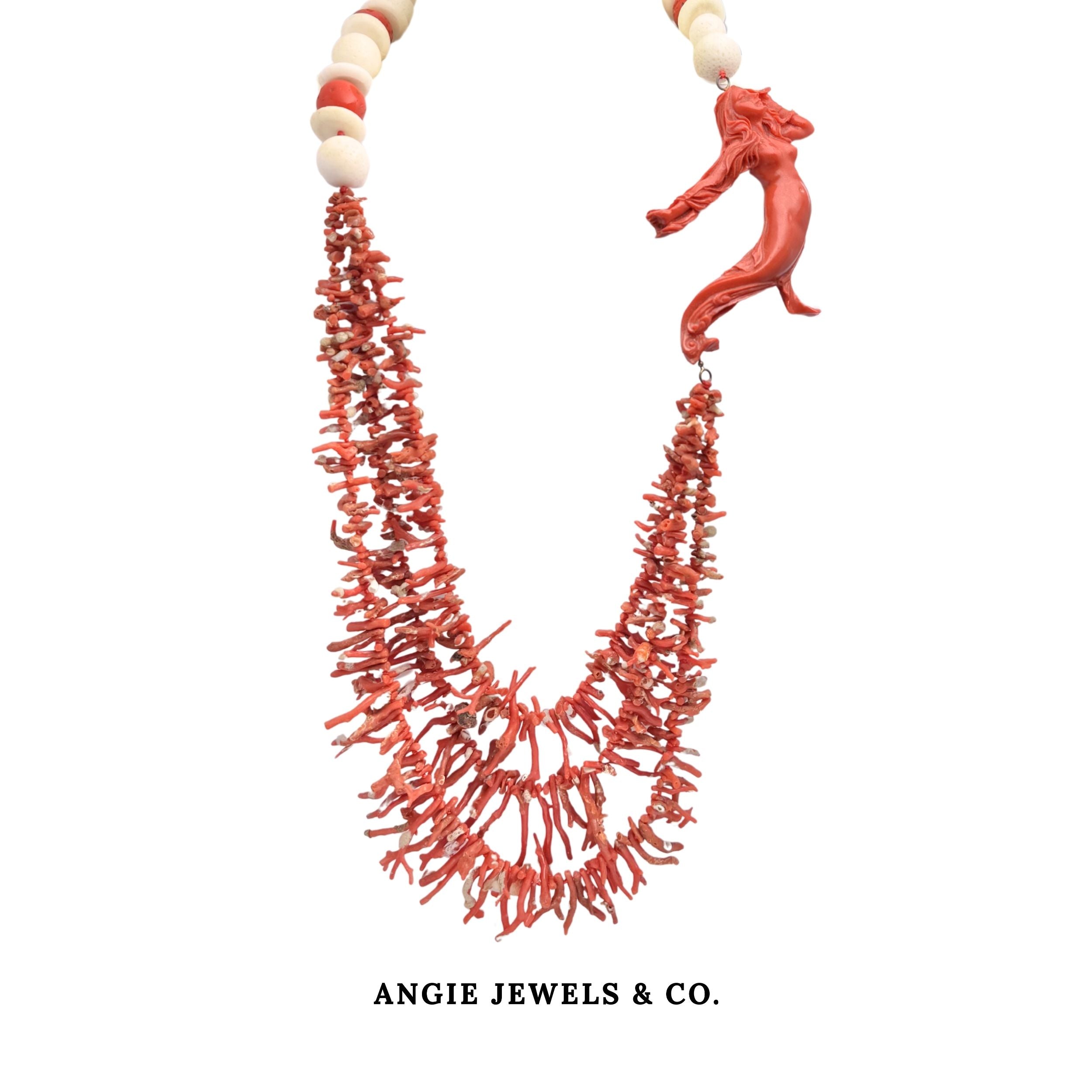 Laccio Red Italian Coral Fringe Necklace