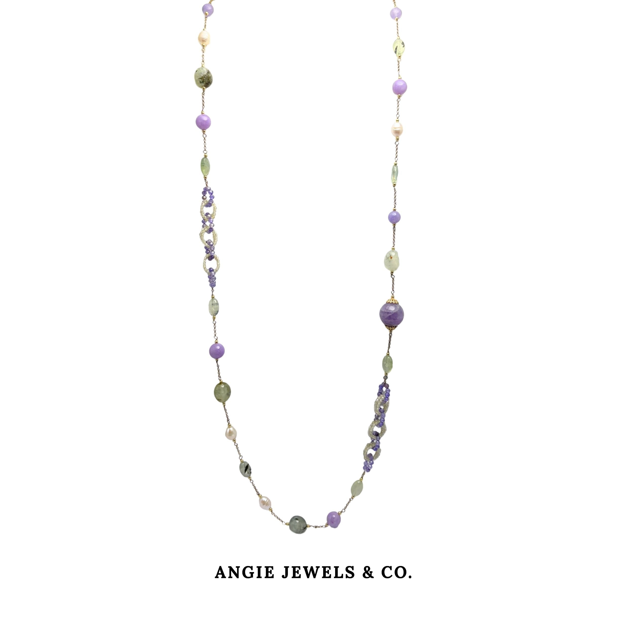 Leviette Petite Bella with Prehnite Amethyst Zircon Freshwater Pearl in S925 Silver 1280