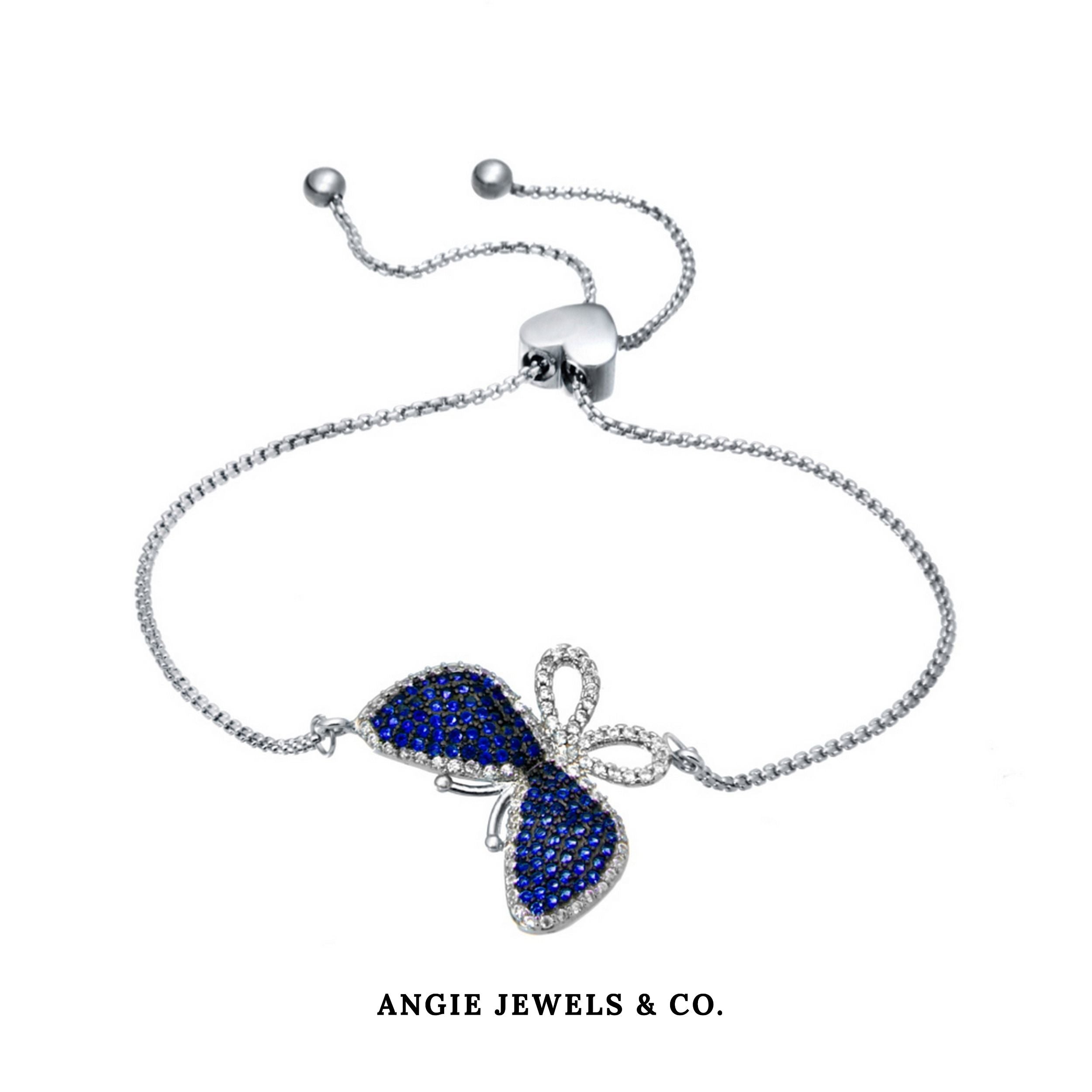 Luna Blue Butterfly Stainless Steel Adjustable Chain Bracelet