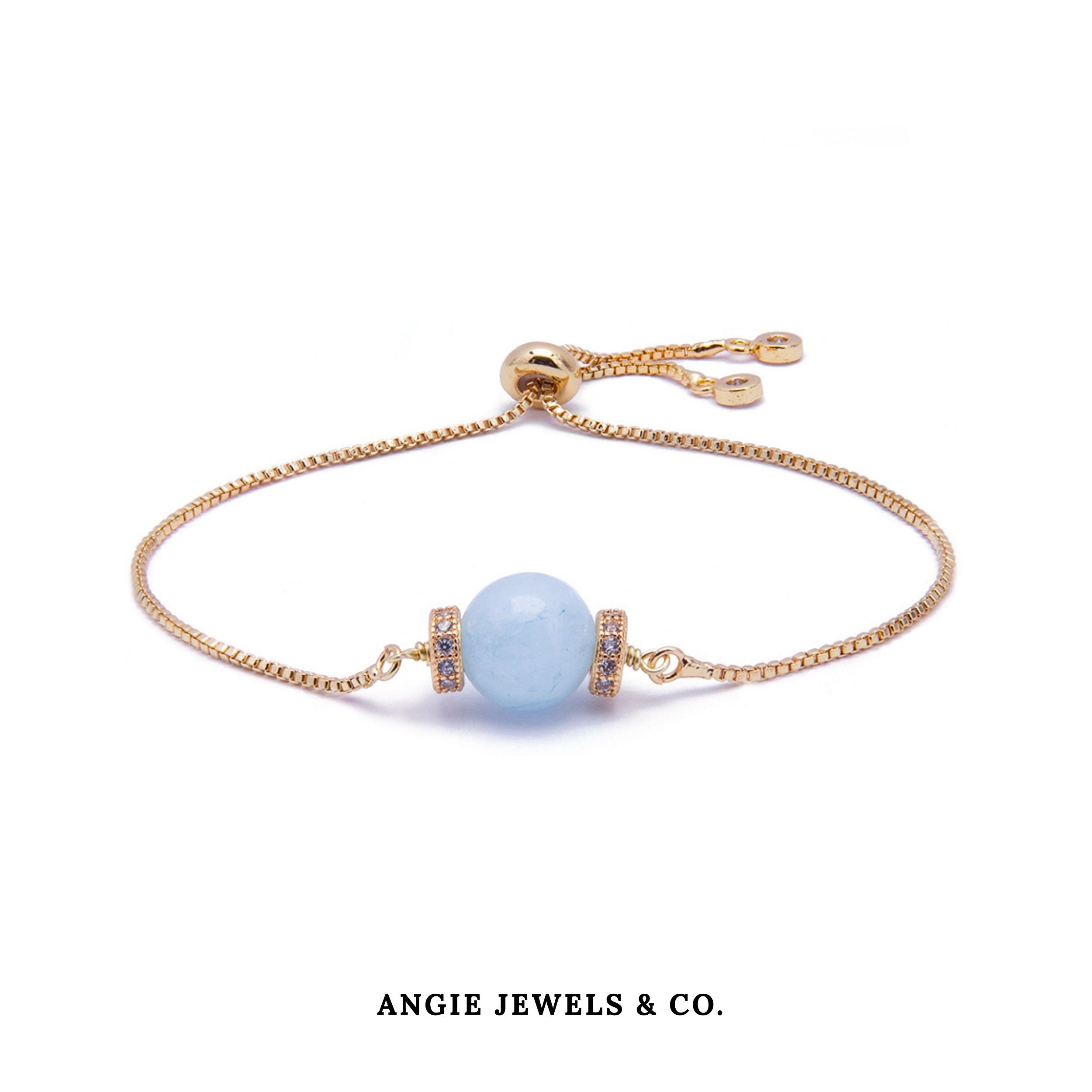 Luna Golden Aquamarine Adjustable Bracelet