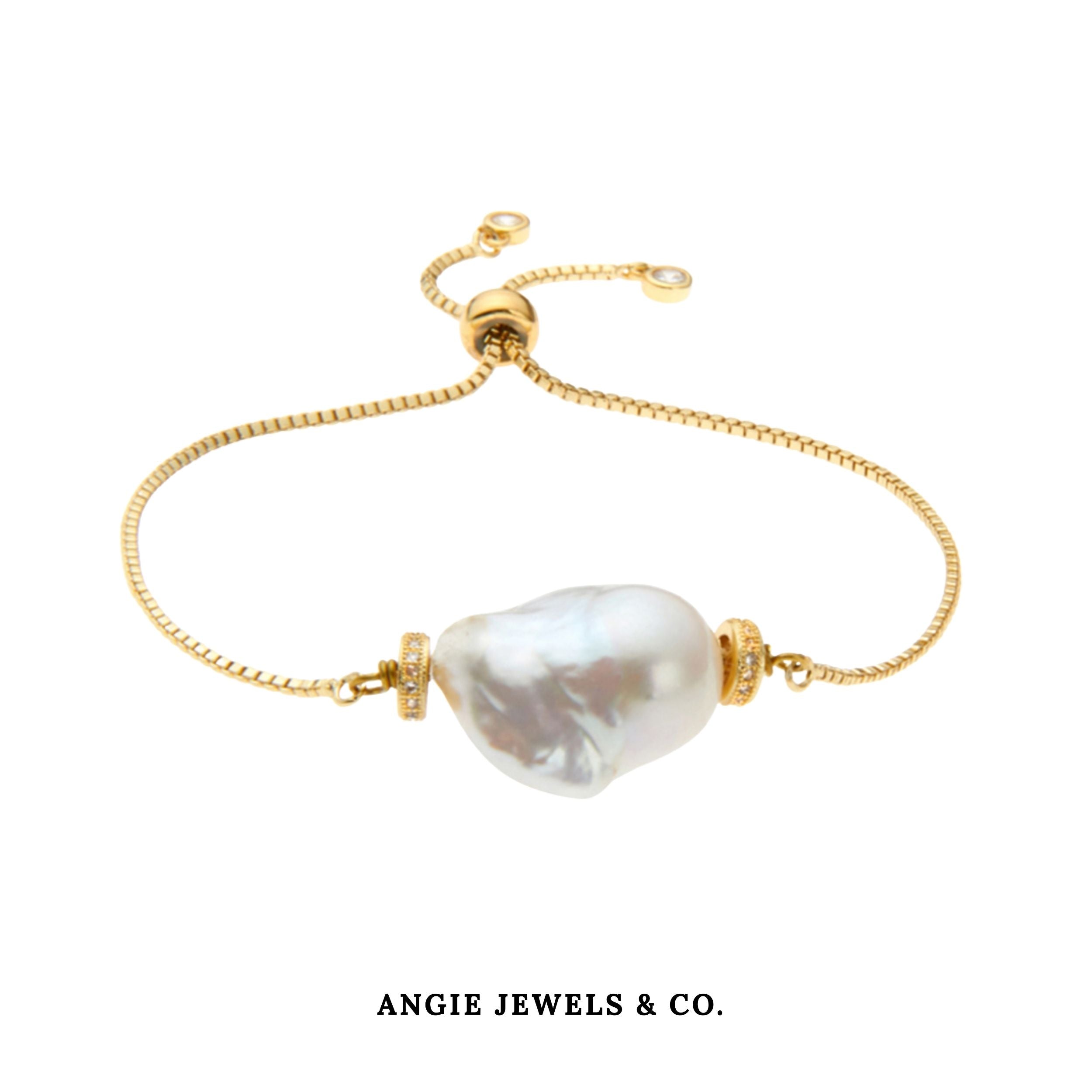 Luna Golden Baroque Pearl Adjustable Bracelet