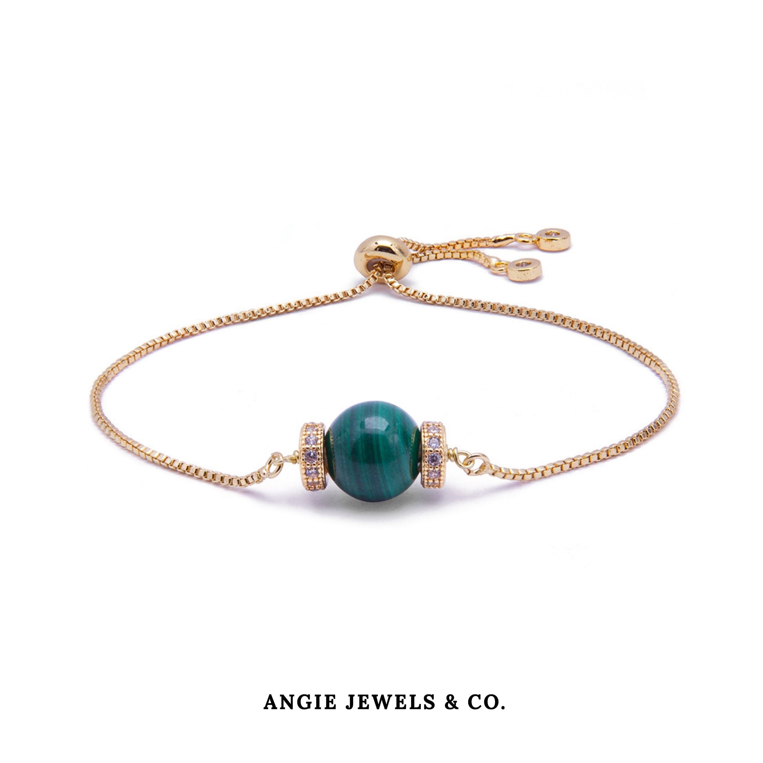 Luna Golden Malachite Adjustable Bracelet