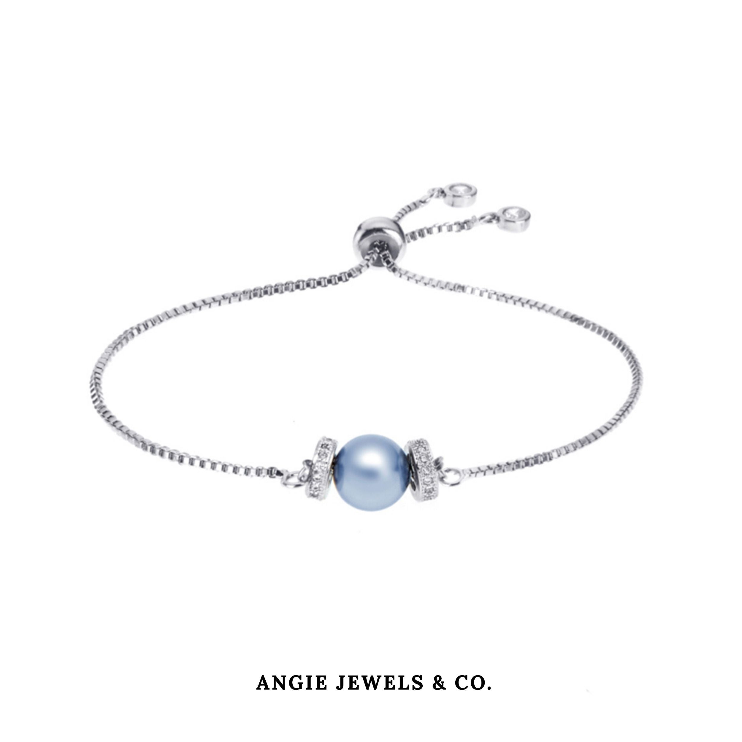Luna Light Blue Swarovski Crystal Pearl Adjustable Bracelet