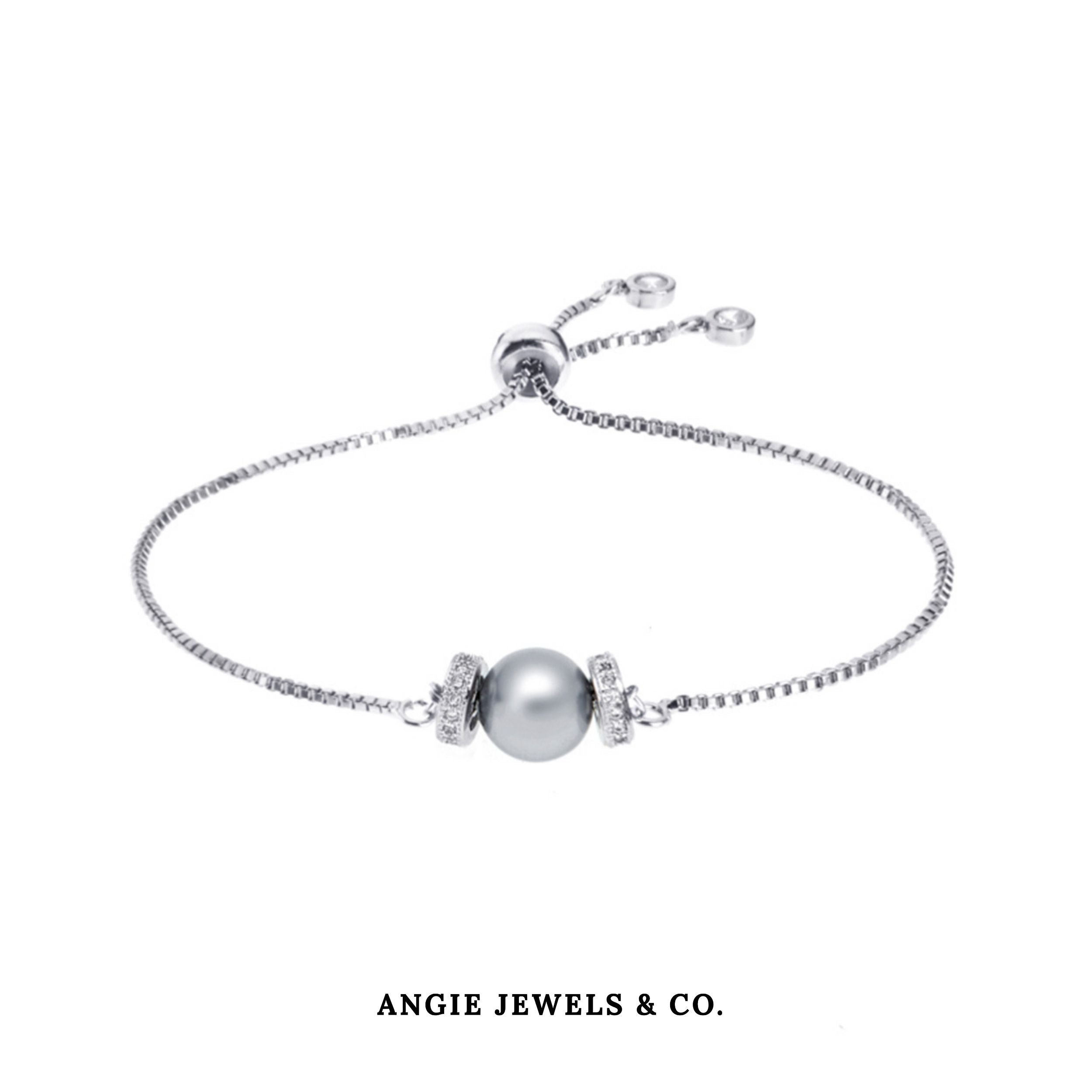 Luna Light Grey Swarovski Crystal Pearl Adjustable Bracelet