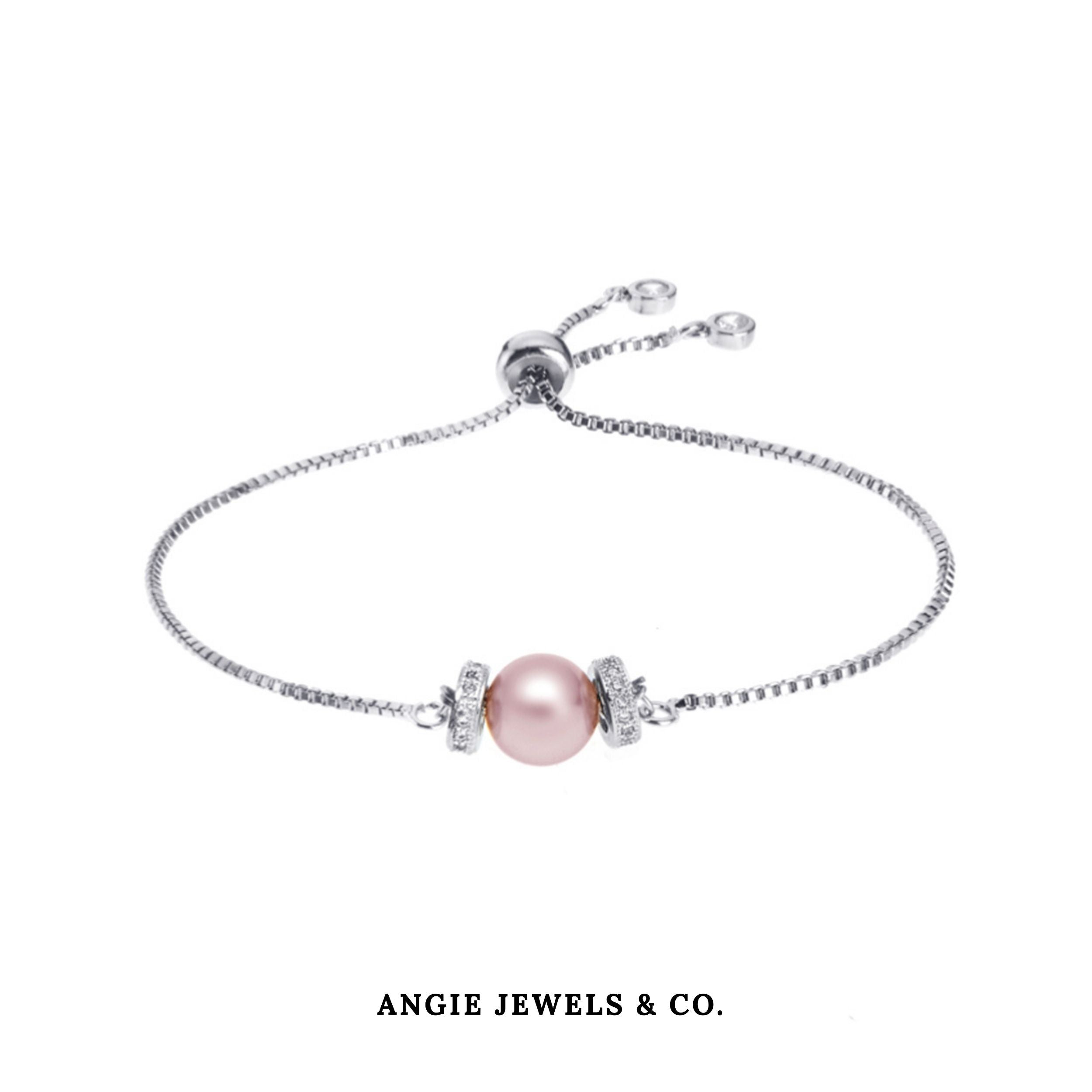 Luna Light Grey Swarovski Crystal Pearl Adjustable Bracelet