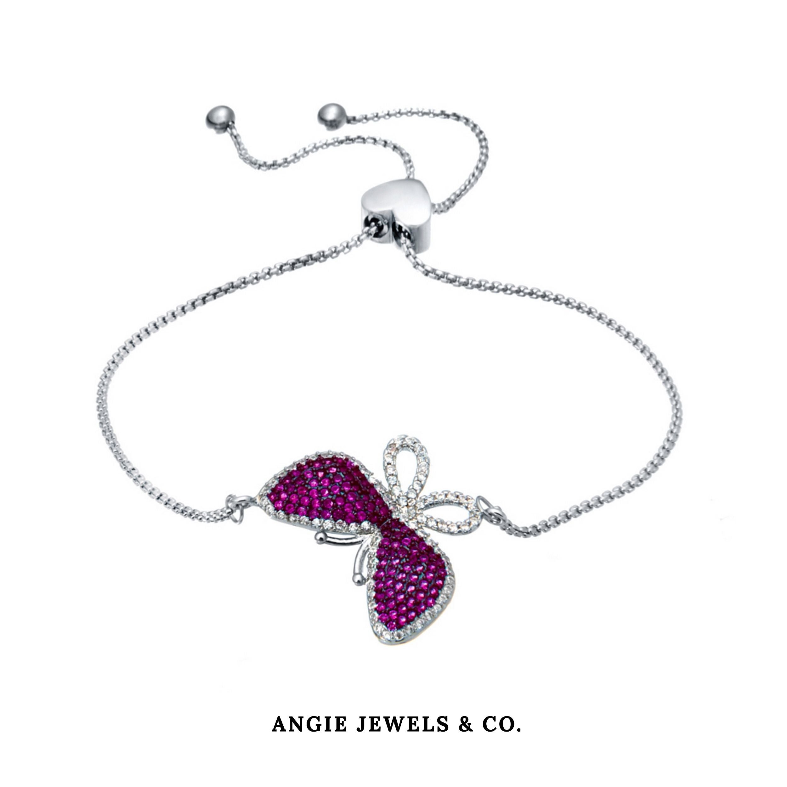 Luna Red Butterfly Stainless Steel Adjustable Chain Bracelet