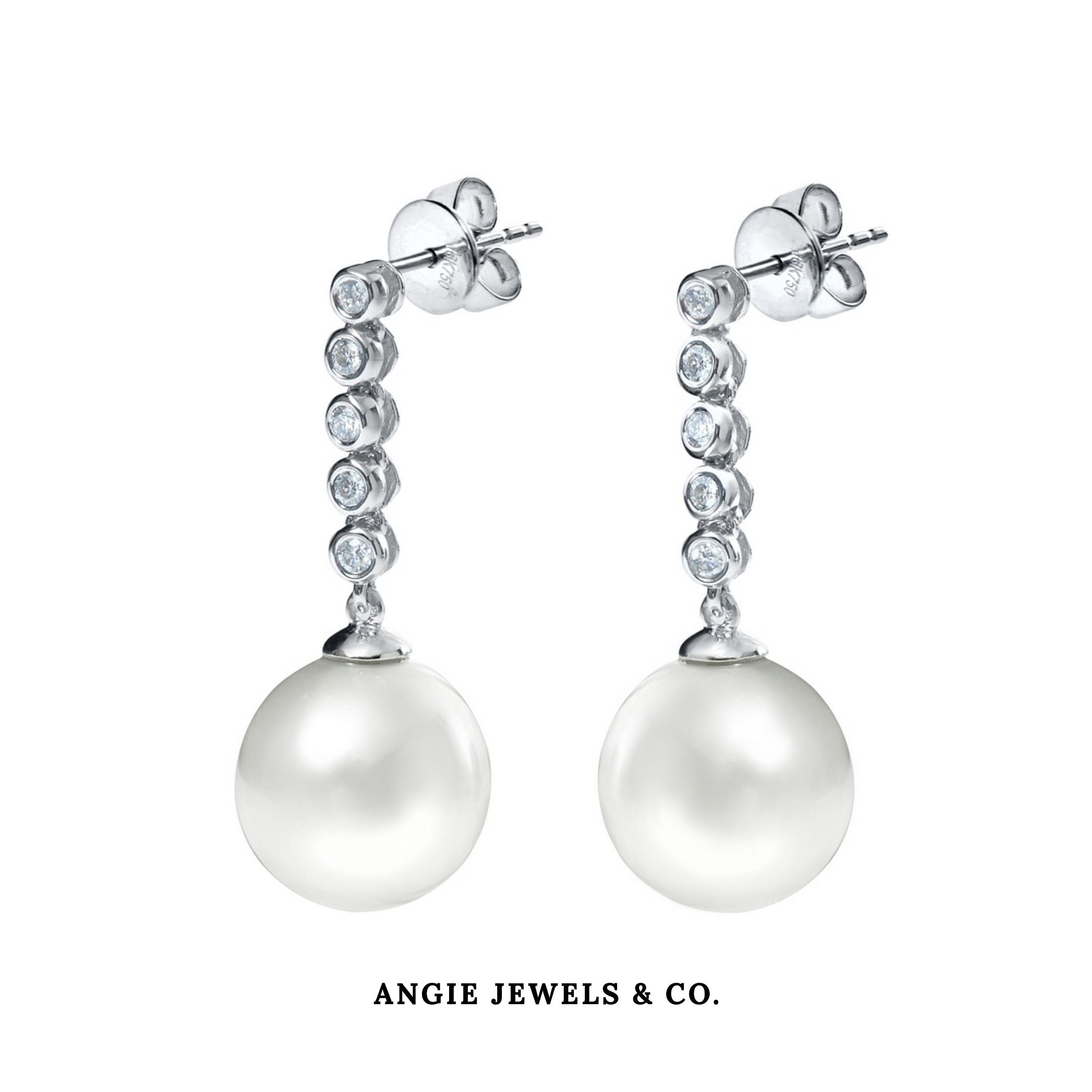 Macy 18K Diamond Fresh Water Pearl Earrings