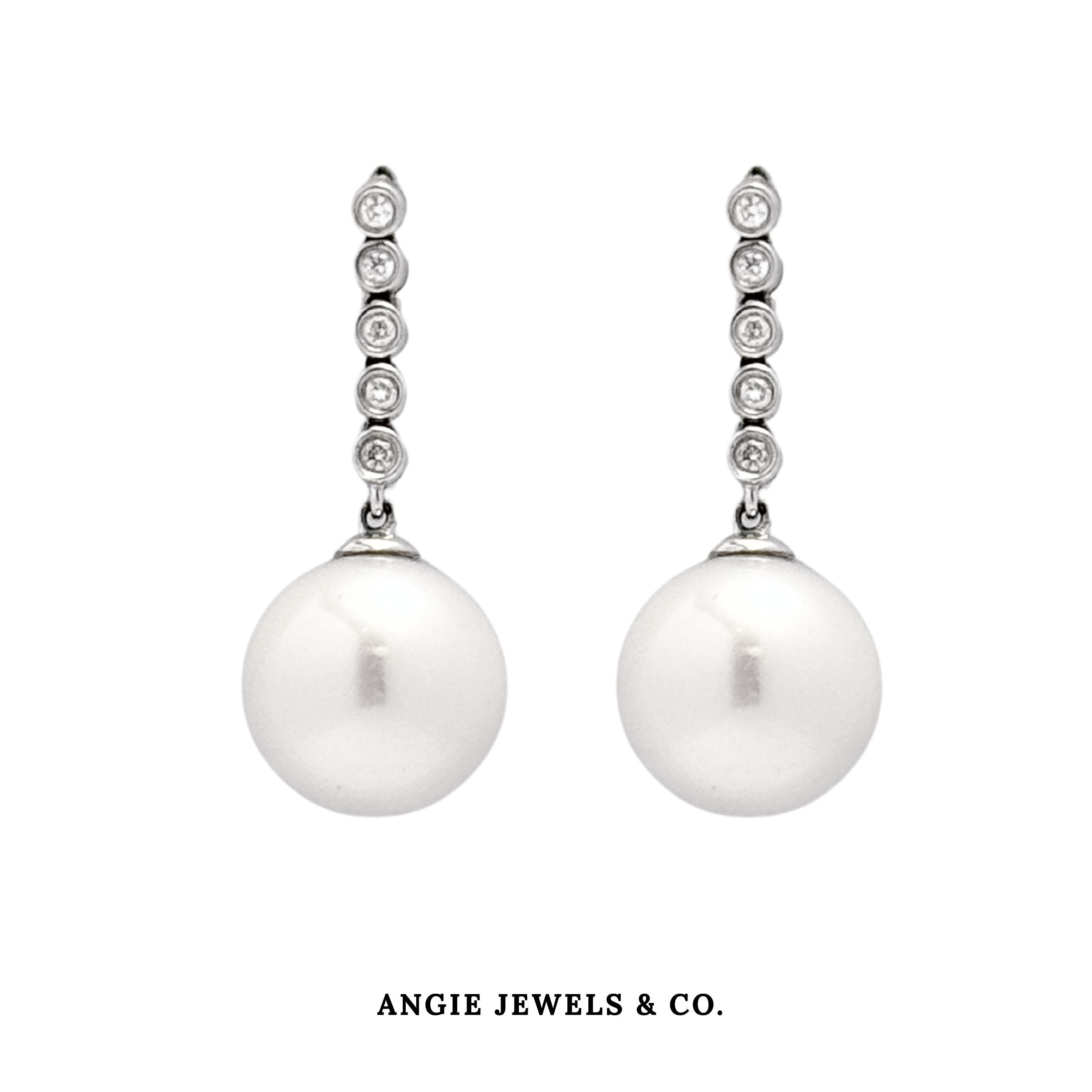 Macy 18K Diamond Fresh Water Pearl Earrings