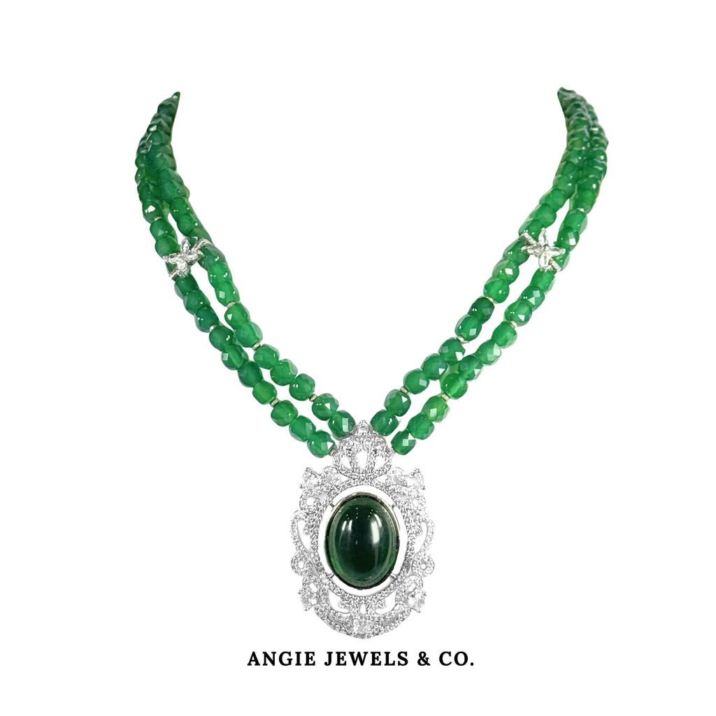 Majestic Necklace in Green Agate