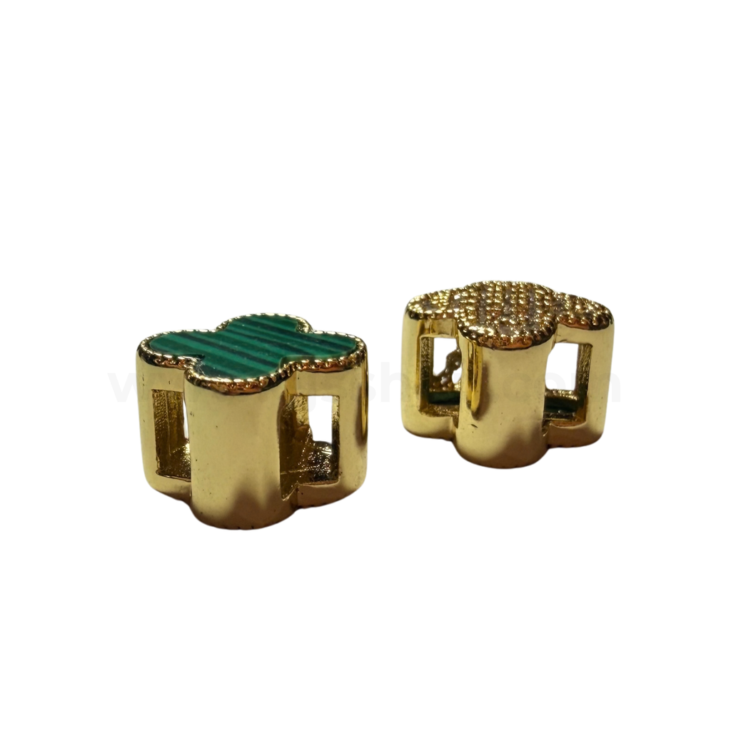 Clover Spacer with Zircon-Malachite