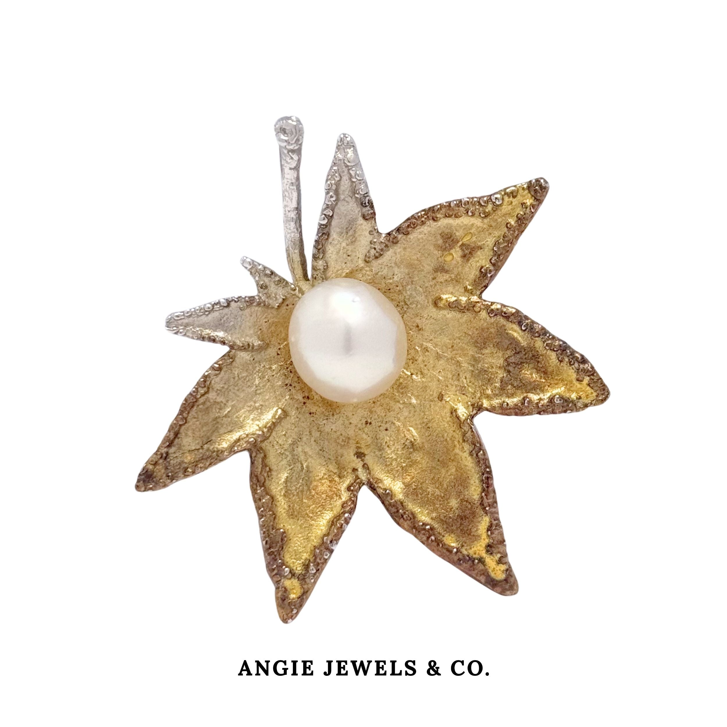 Maple Leaf South Sea Peearl Brooch