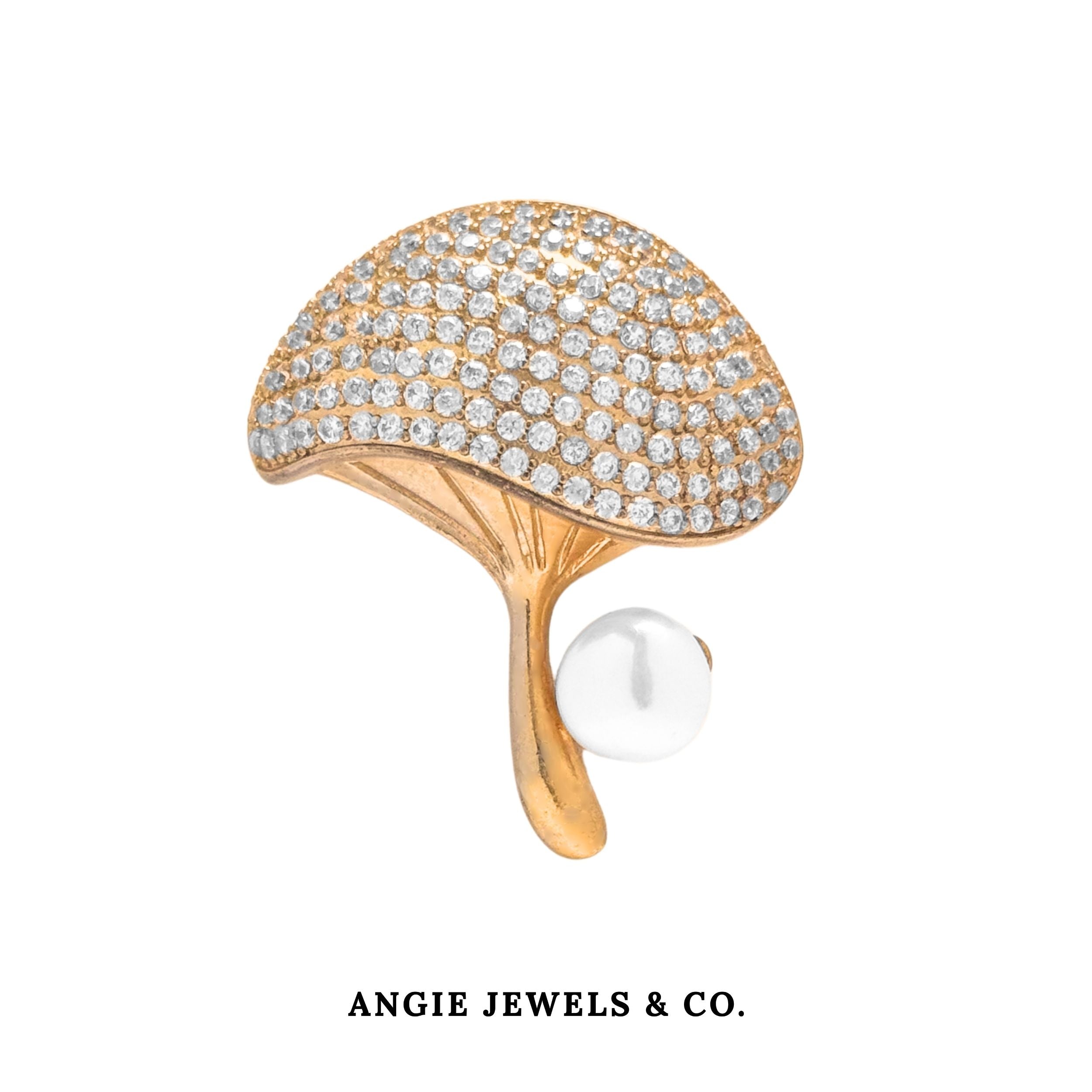 Mushroom Freshwater Pearl Brooch