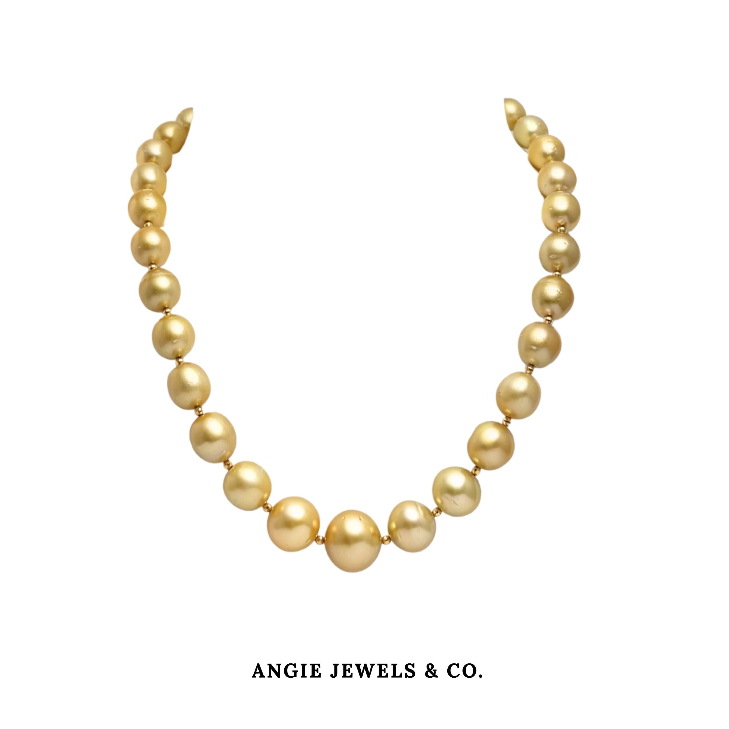 Natelie Golden South Sea Pearls Necklace with 18K Gold Ball and Clasp
