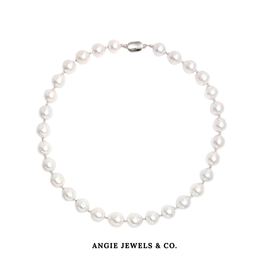 Natelie South Sea Pearl Necklace with 18k White Gold Ball and 14k Clasp