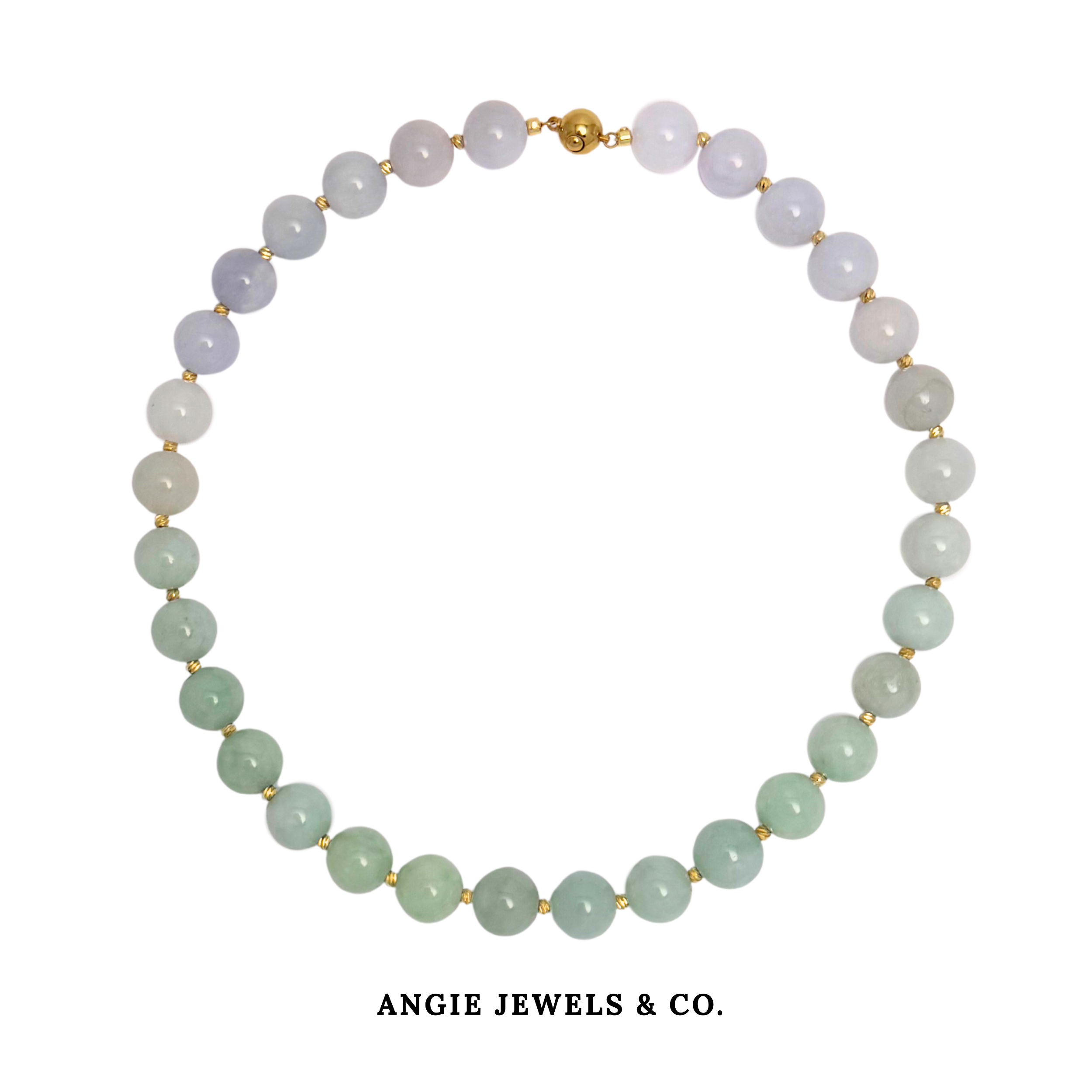Natural Burmese Jade Round 12mm Necklace