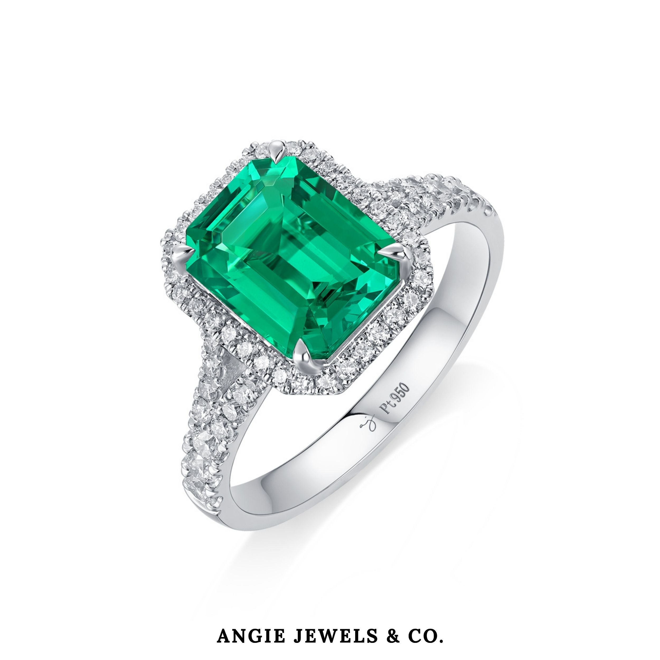 Halo Pavé Emerald with Diamond Ring