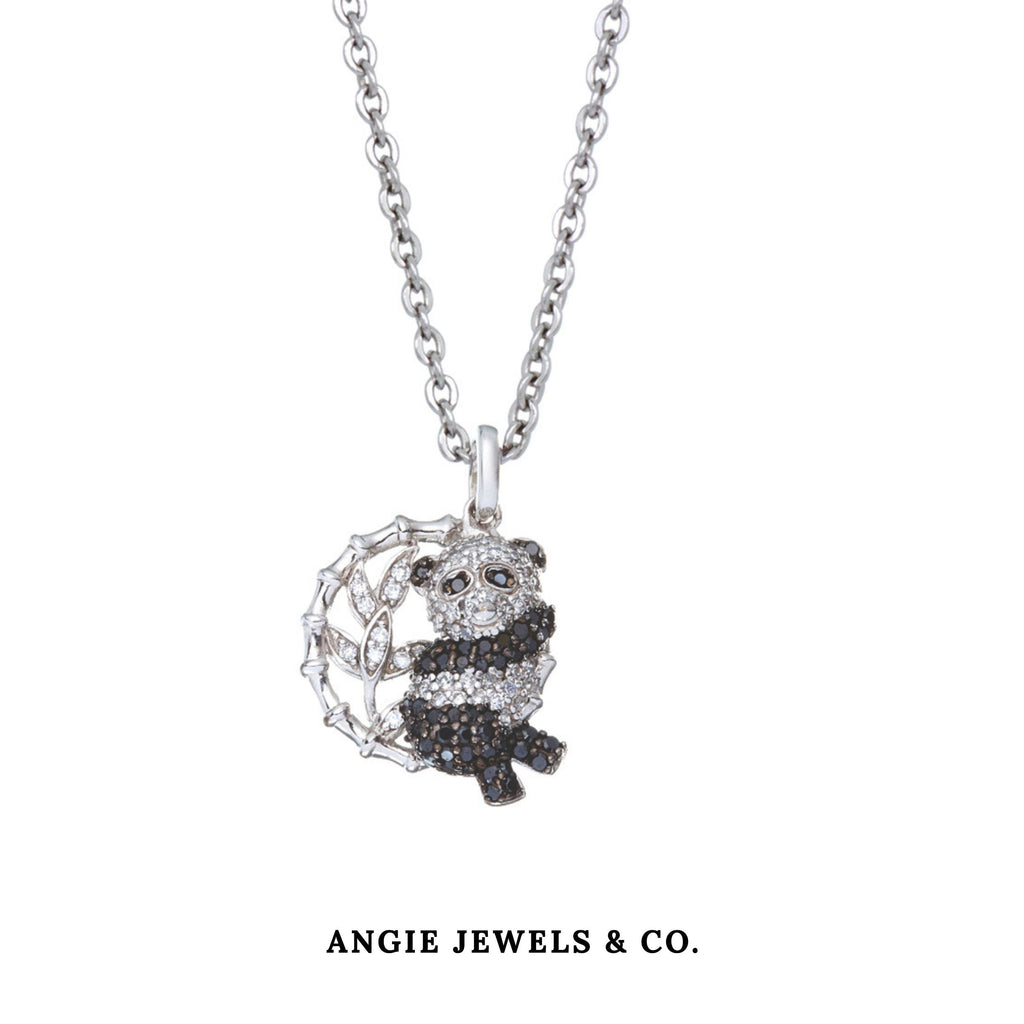 Panda On Tree Pendant Necklace
