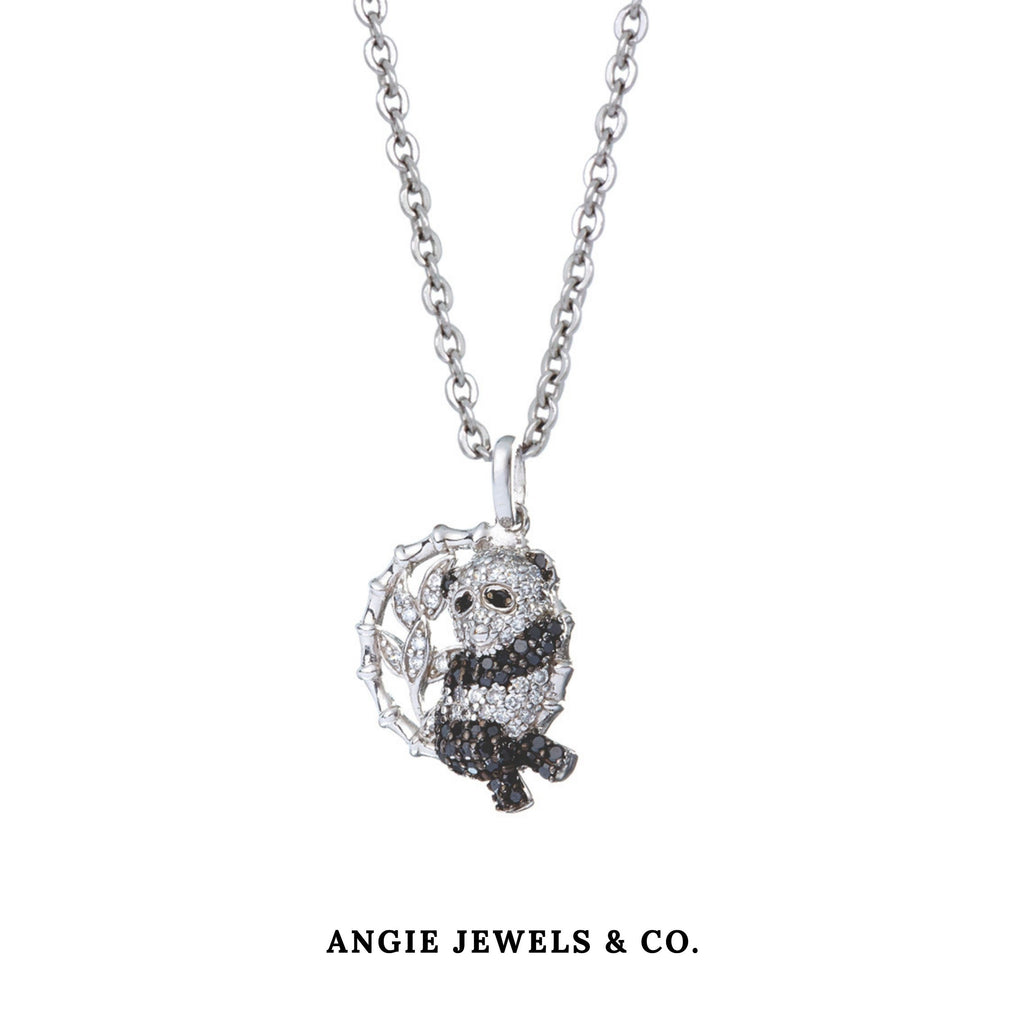 Panda On Tree Pendant Necklace