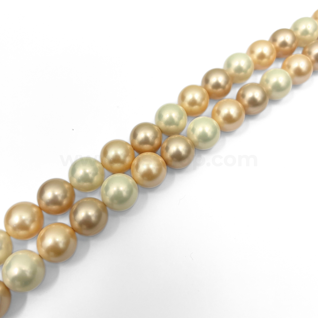 Pastel (3 Shade) Matte Peach, Purple, and White 14mm Multicoloured Shell Pearl 14mm