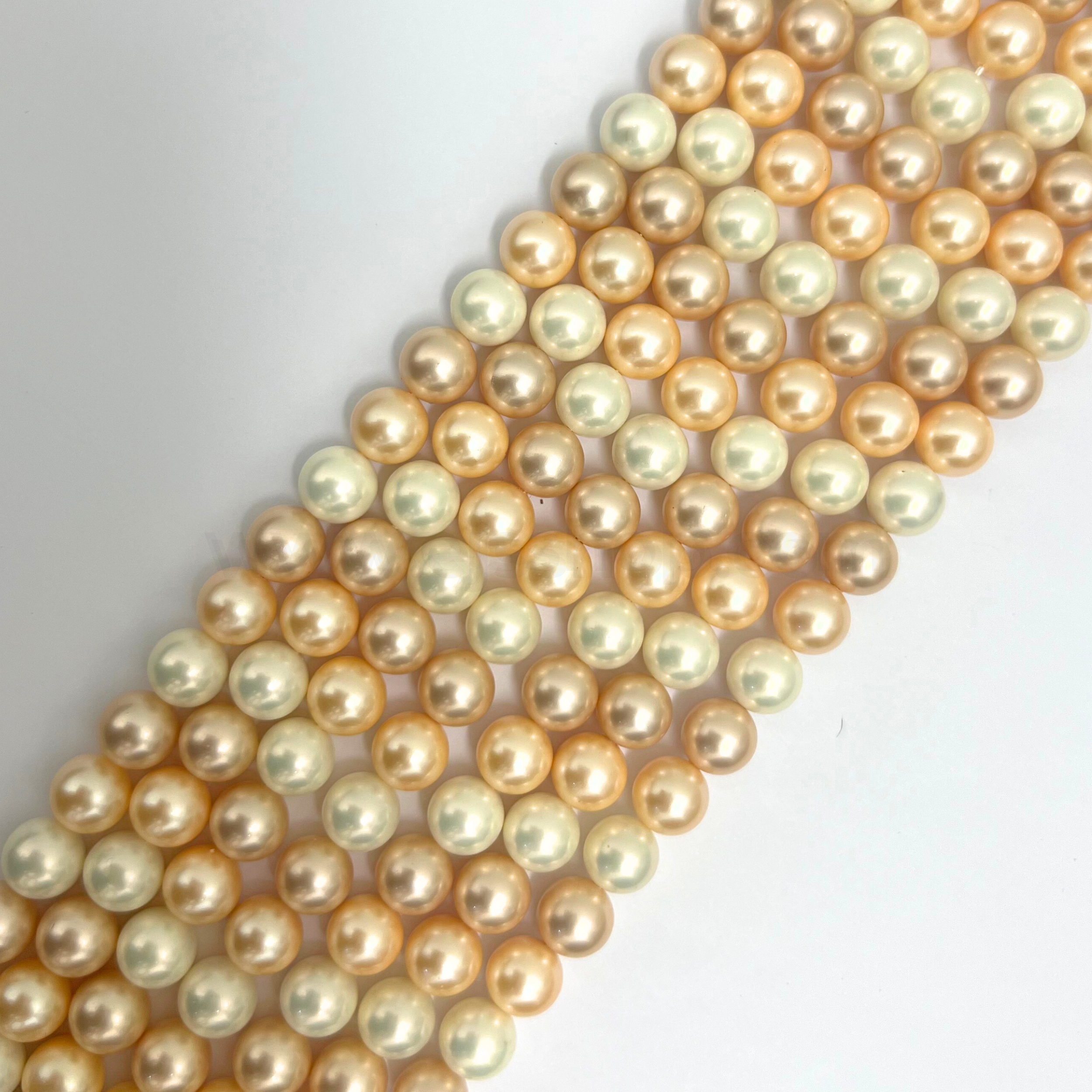 Pastel (3 Shades)  - Matte Peach Purple White 10mm Shell Pearl