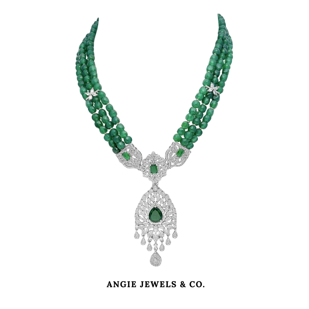 Peacock Green Agate Necklace