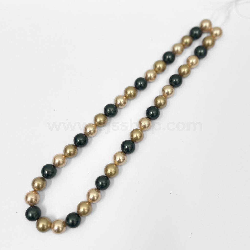 Peacock Green, Peach and Light Gold 10mm Shell Pearl