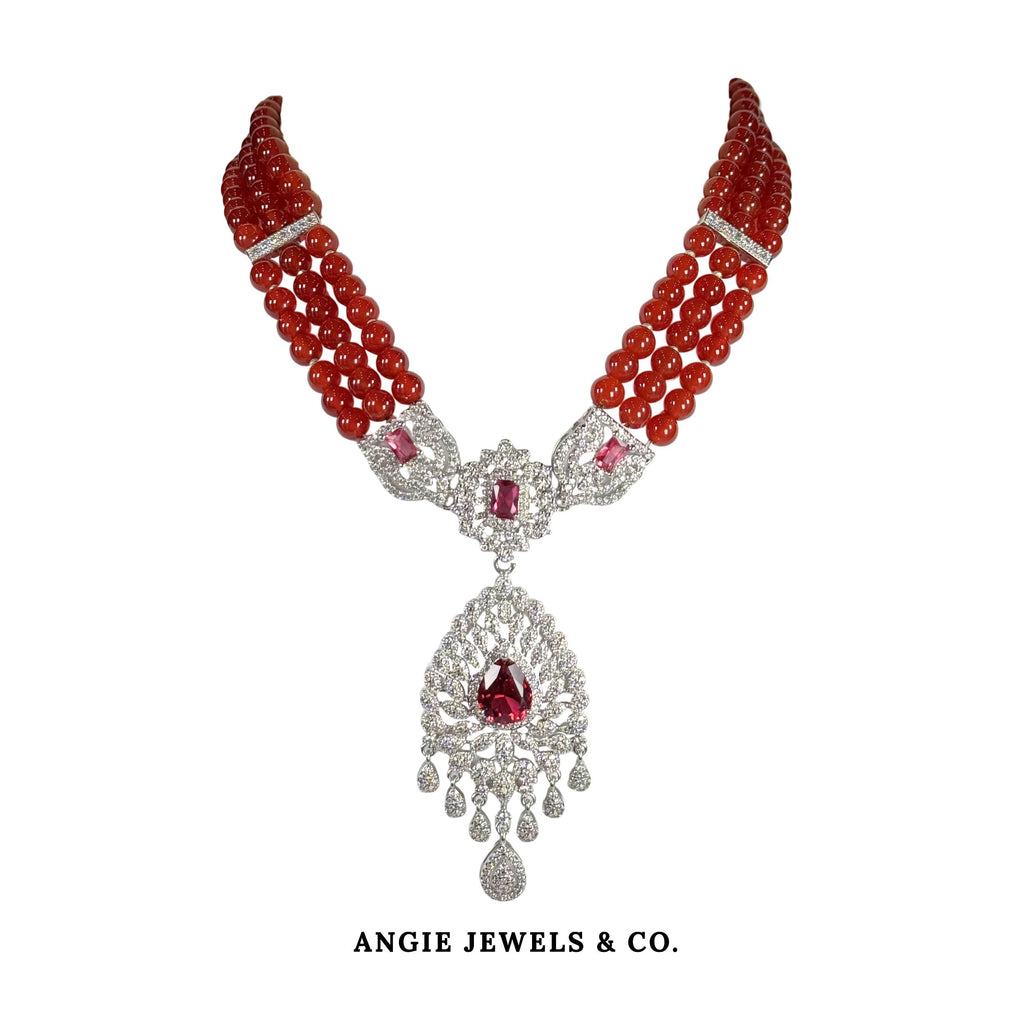 Peacock Red Agate Necklace