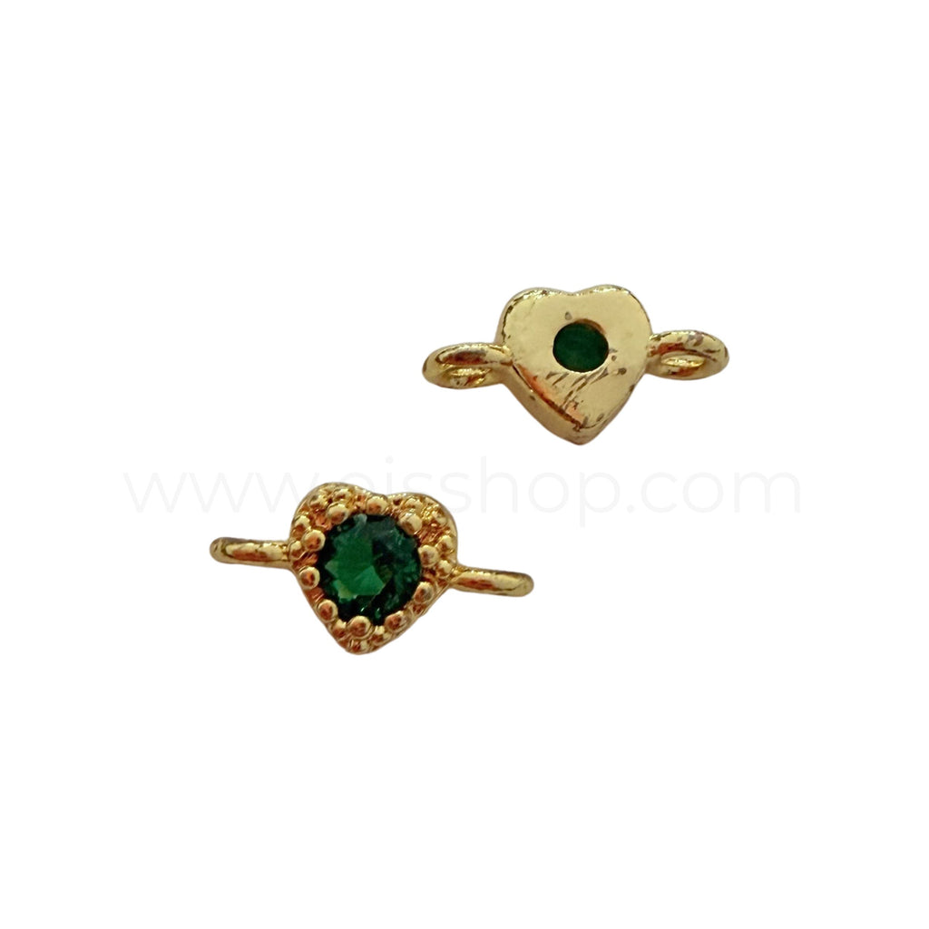 Petite Diamante Heart Spacer Green 9.5mmx5mm