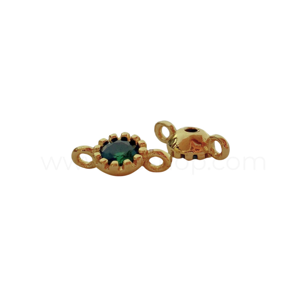 Petite Diamante Spacer Round Green 9.5mmx4mm