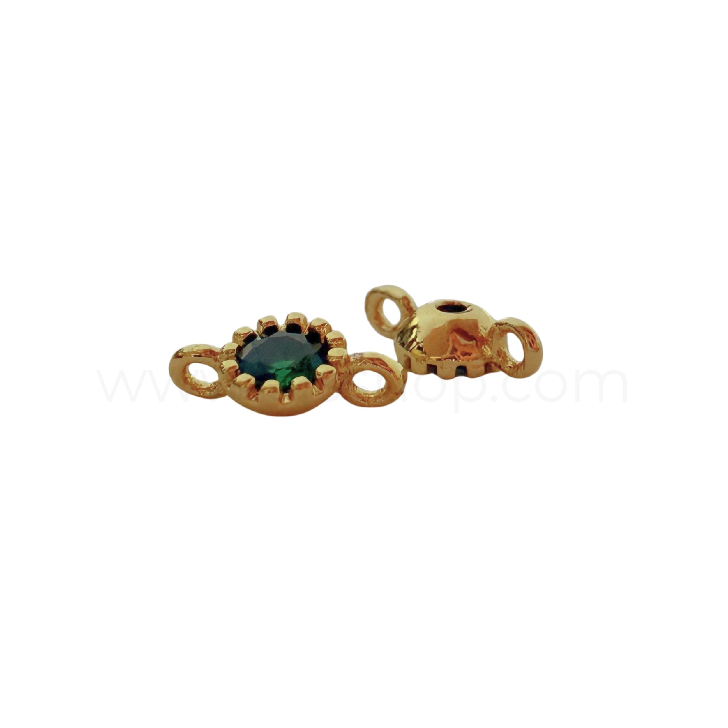 Petite Diamante Spacer Round Green 9.5mmx4mm