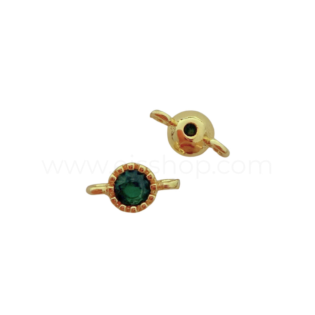 Petite Diamante Spacer Round Green 9.5mmx4mm