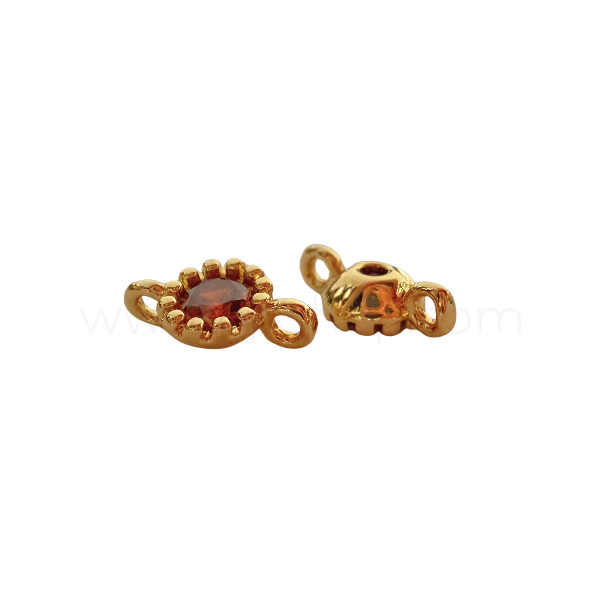 Petite Diamante Spacer Round Red 9.5mmx4mm