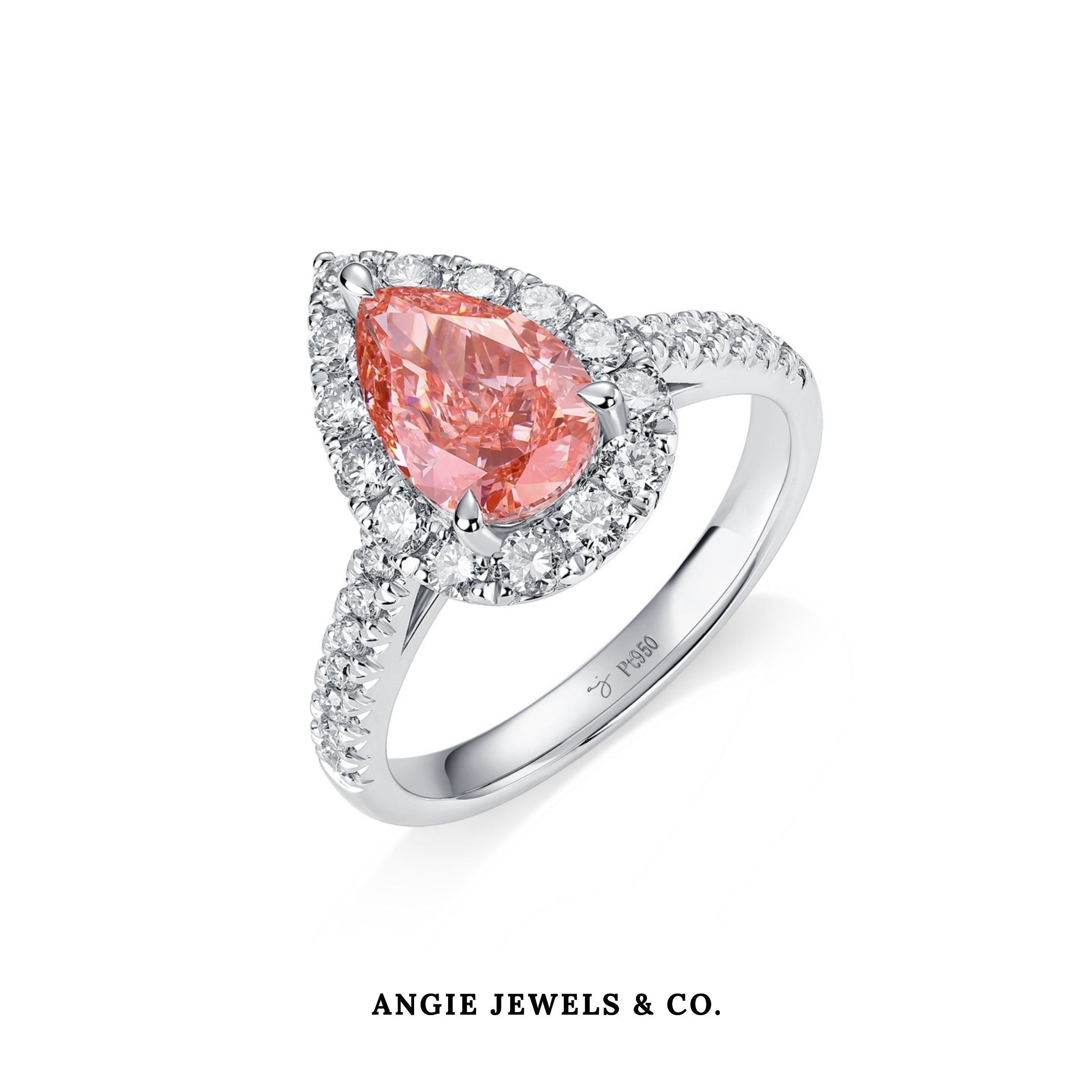 Halo Pavé Pear Pink Diamond Ring