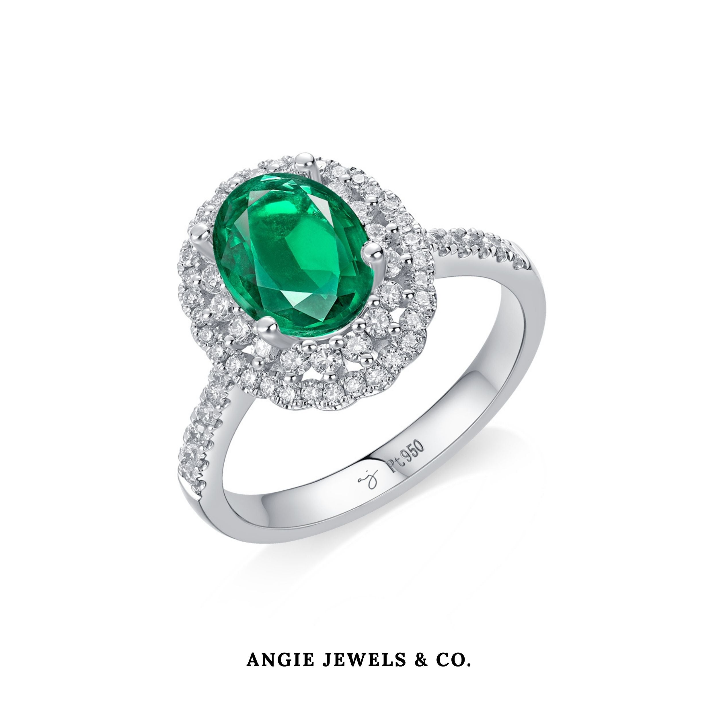 Halo Pavé Emerald with Diamond Ring