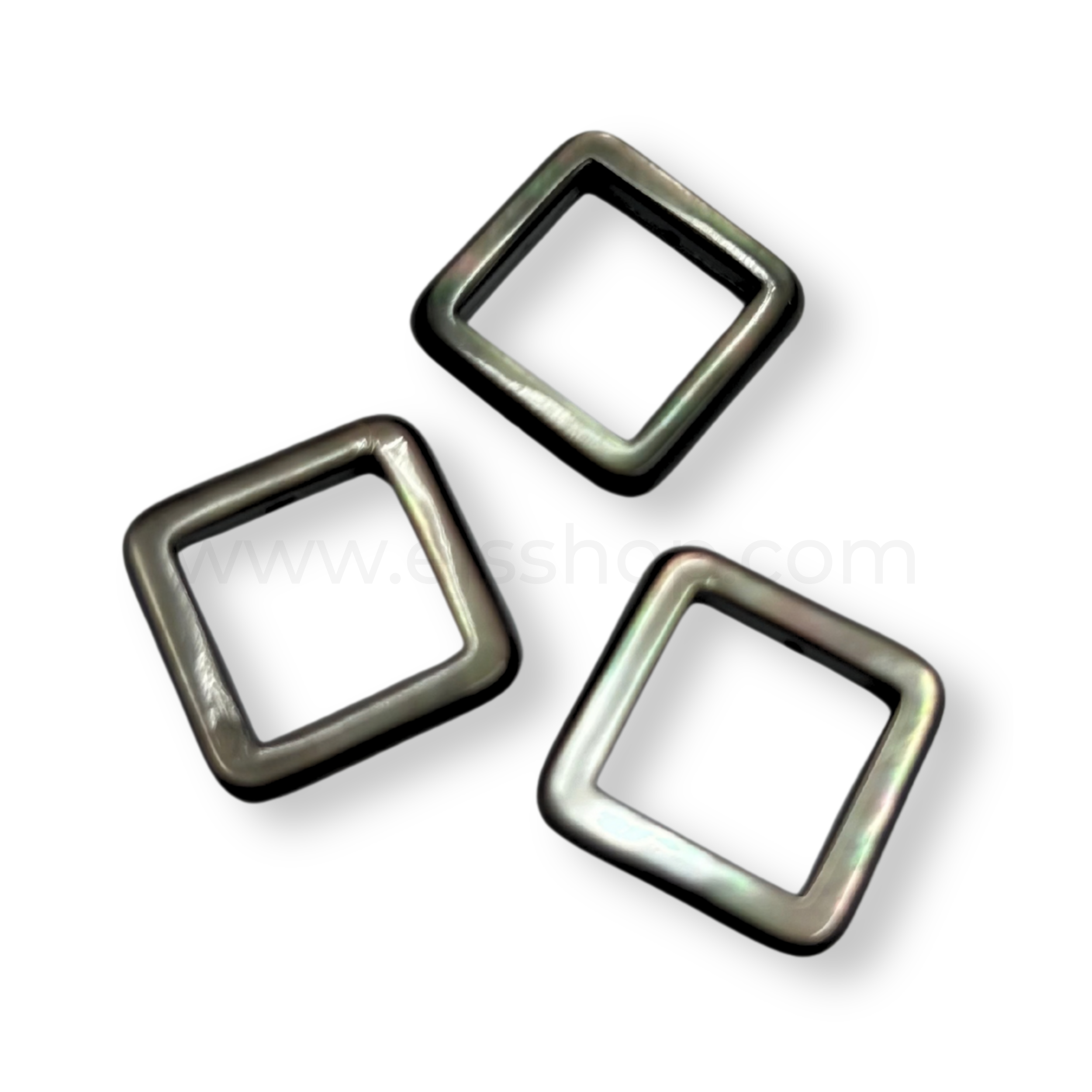 Puff Ring Square Shape Black Shell 18x18mm