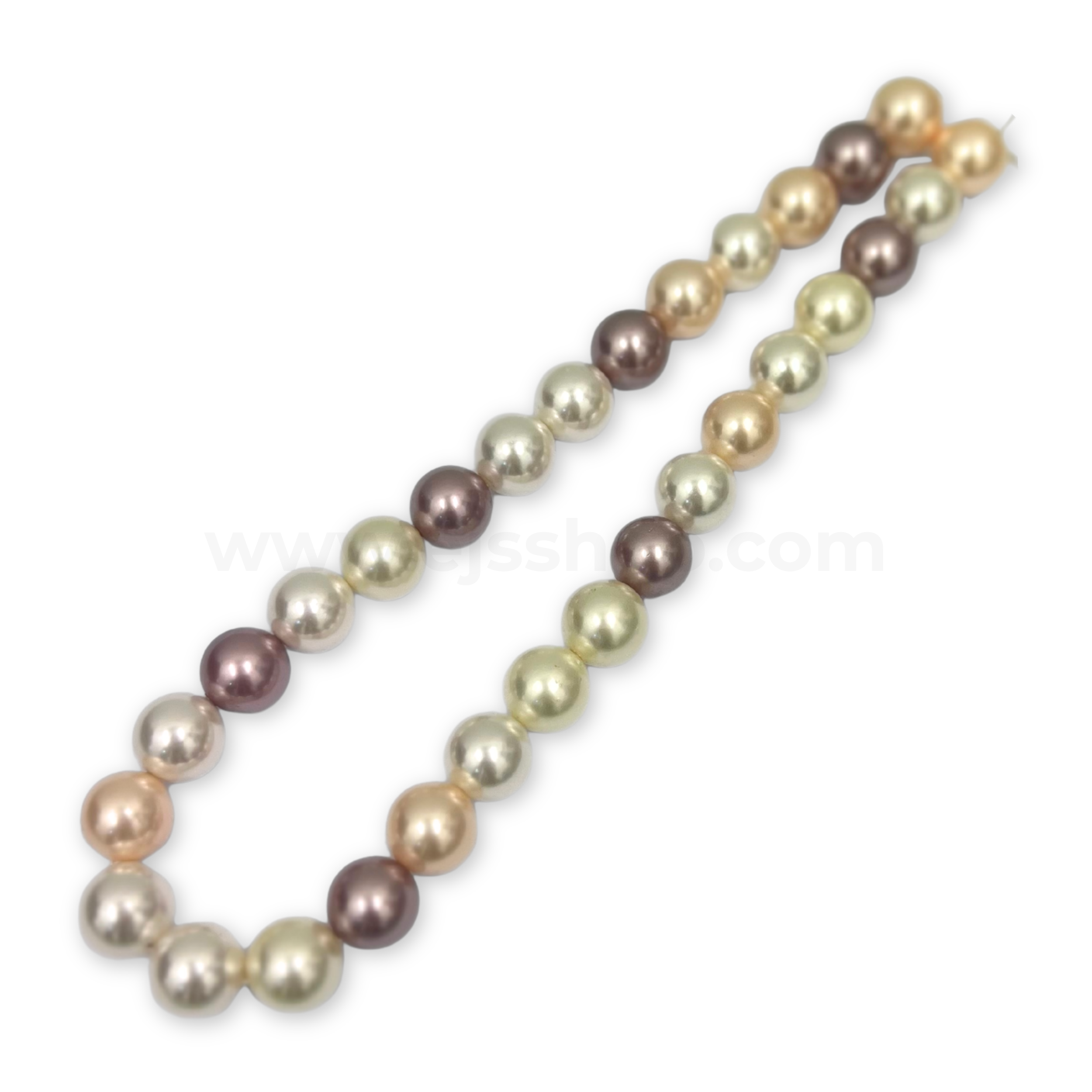 Dark Purple, Peach and White 14mm Multicoloured Shell Pearl 14mm
