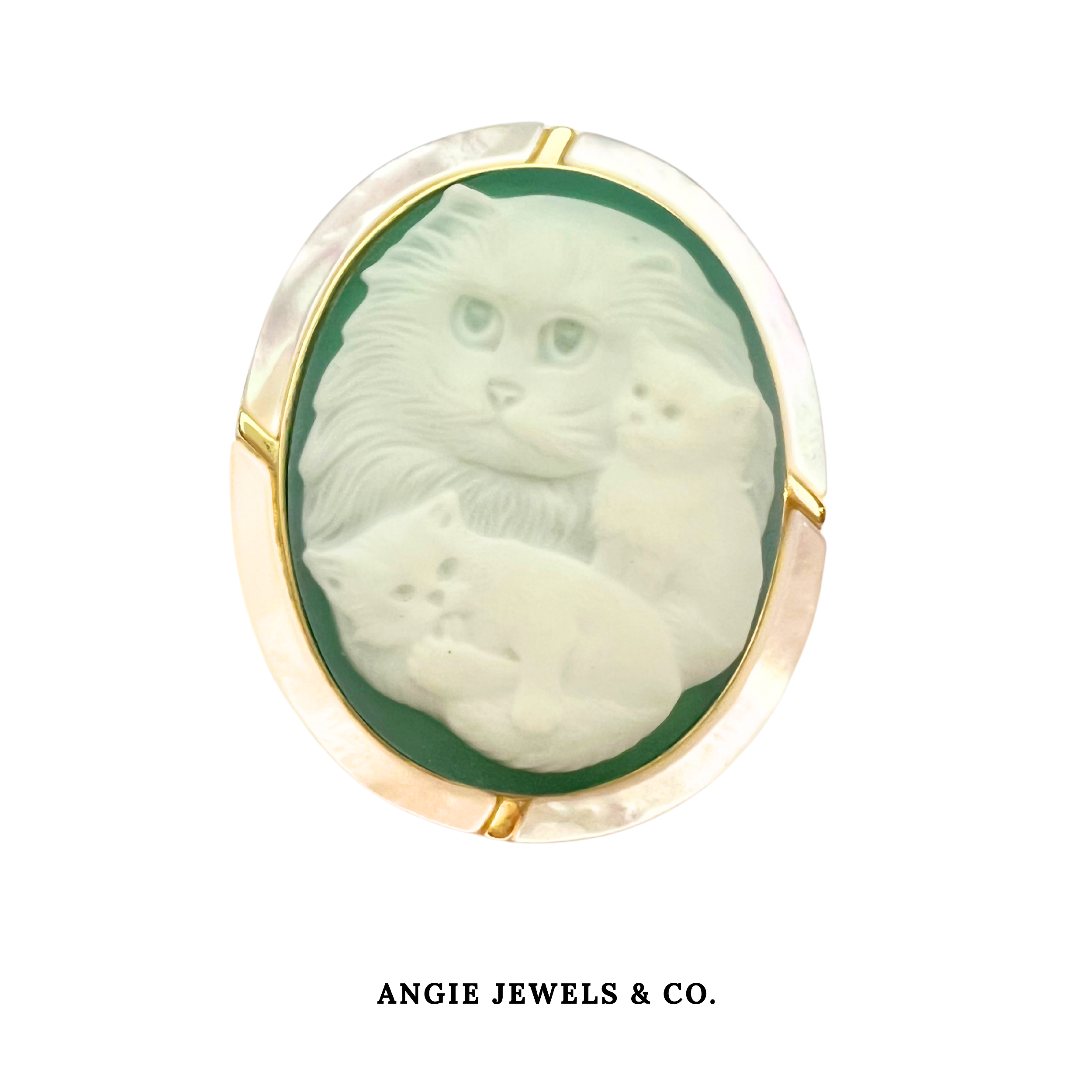 Purrfect Cats Cameo Brooch in S925 Silver