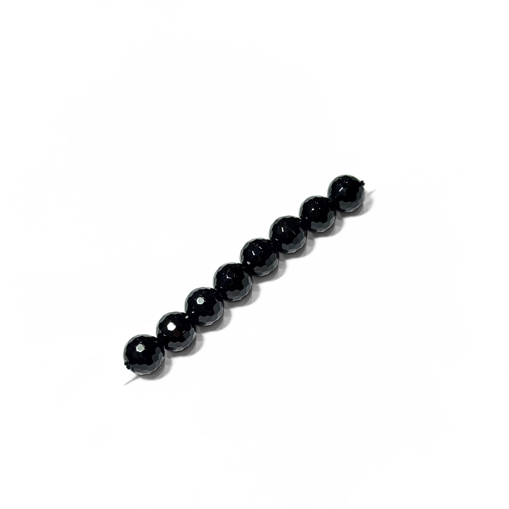 Round Faceted Black Onyx AA 6mm