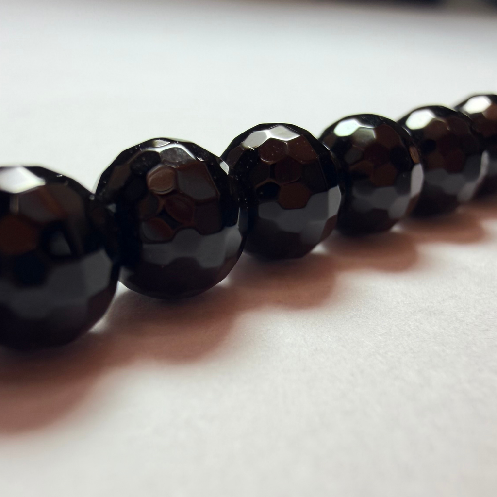 Round Faceted Black Onyx AA 6mm