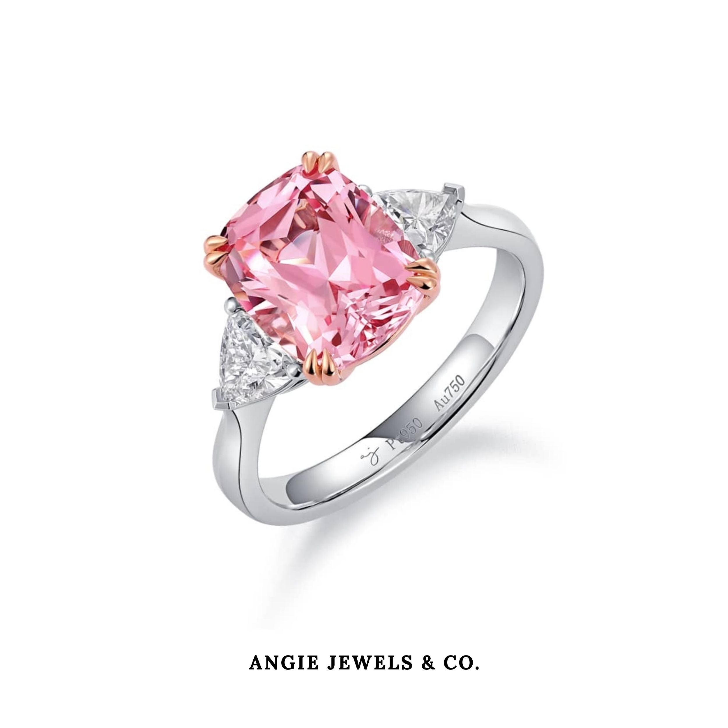 Radiant Cut Padparascha Sapphire Three-Stone Ring