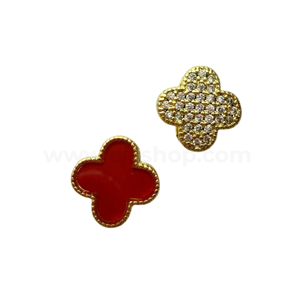 Clover Spacer with Zircon-Red Agate
