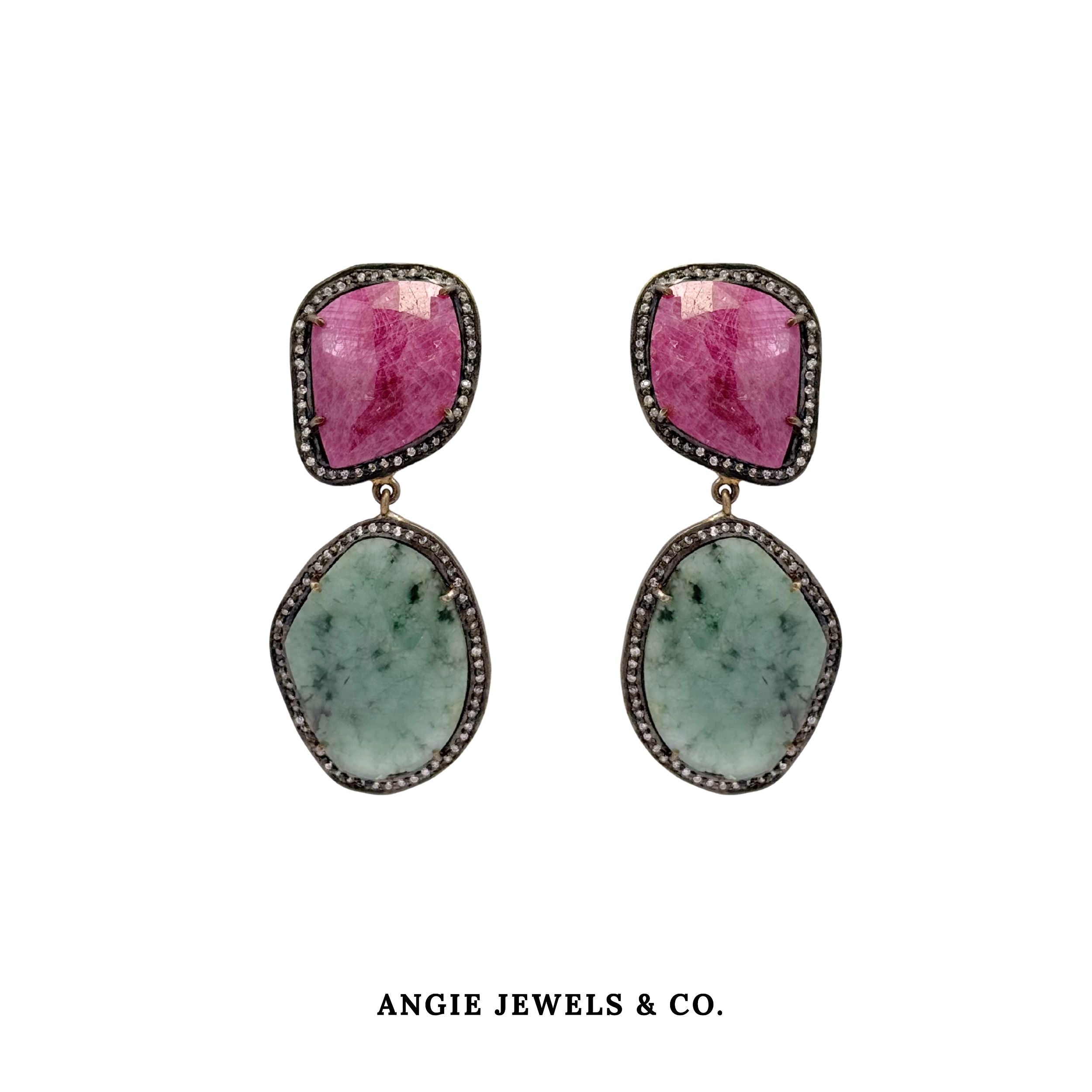 Red & Green Ruby Earrings