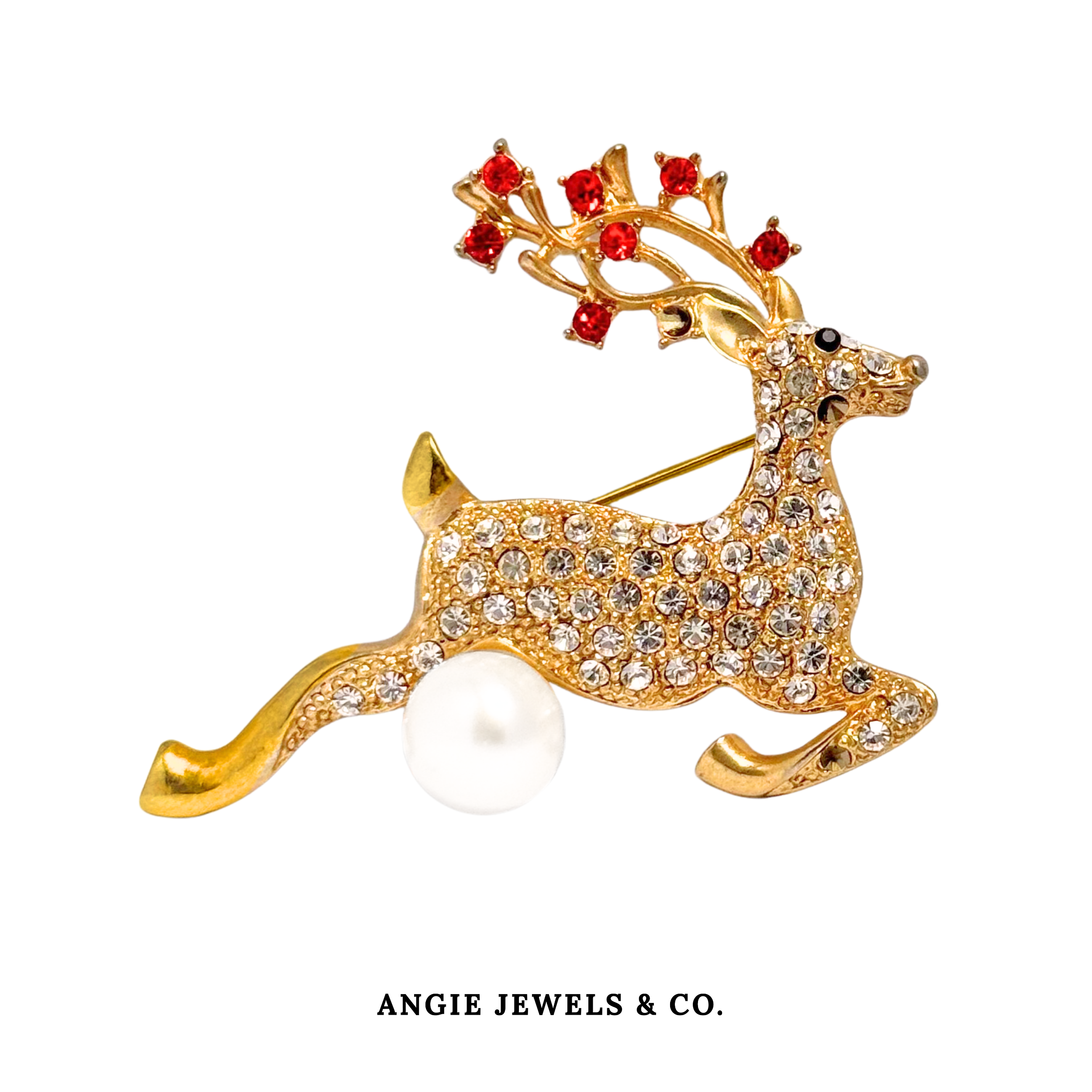 Red Sika Deer Brooch