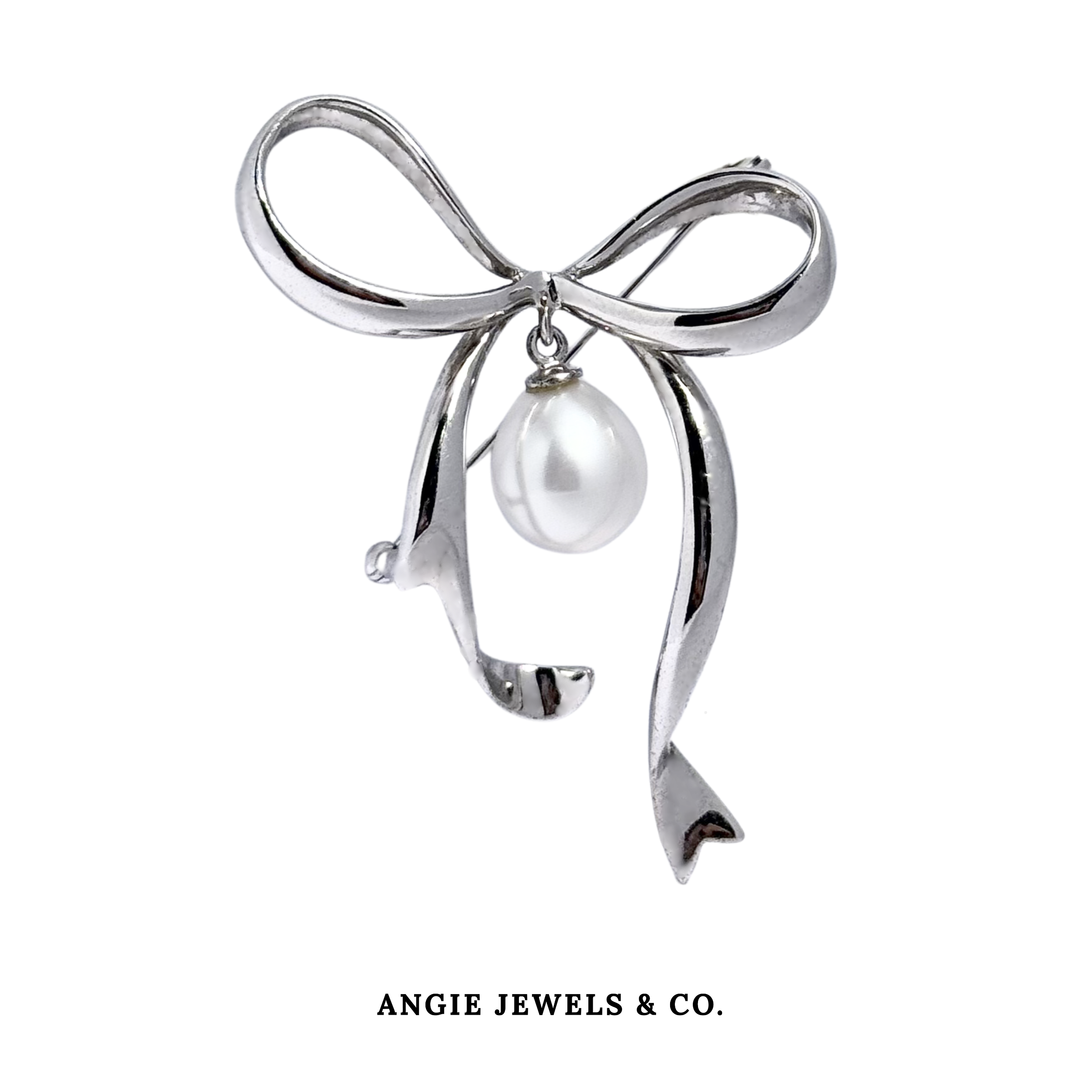 Ribbon Baroque Pearl Brooch S925