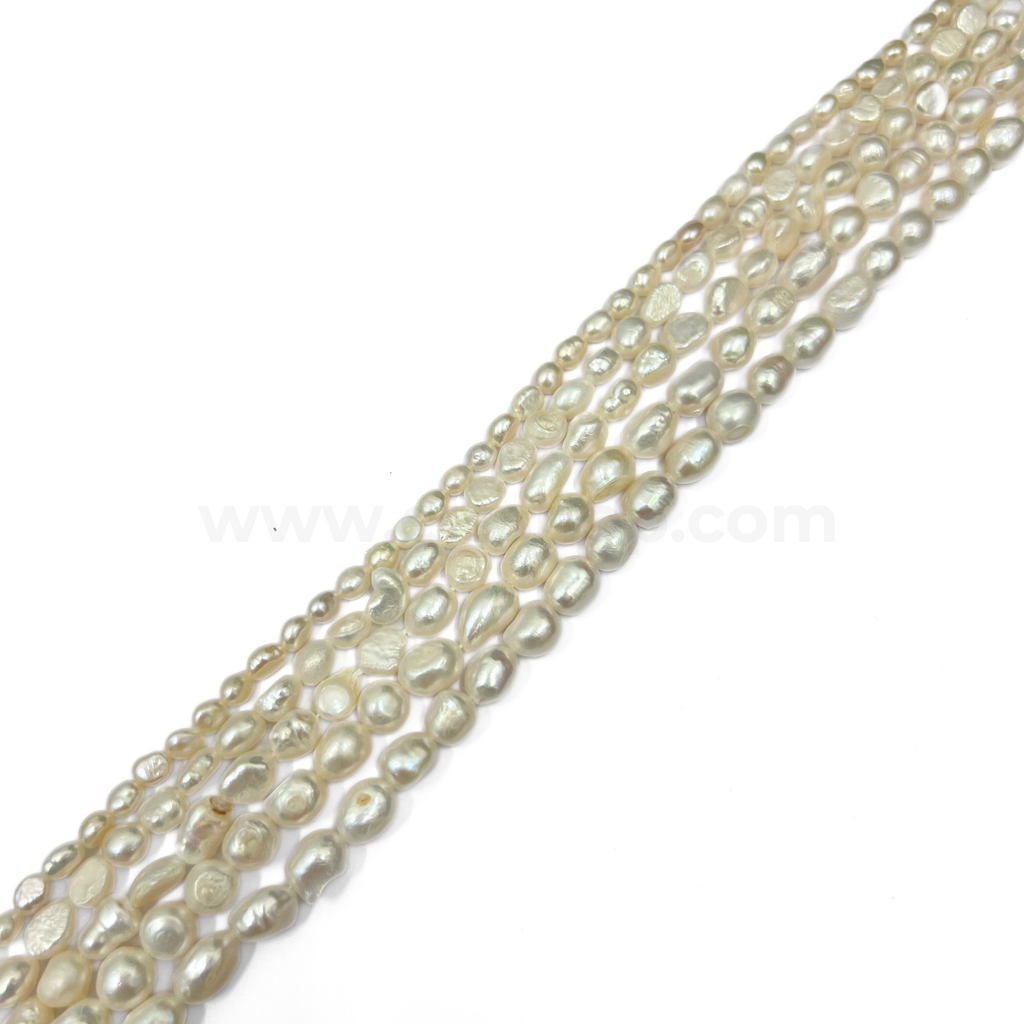 White Rice Flat Freshwater Pearl (Flat Baroque)