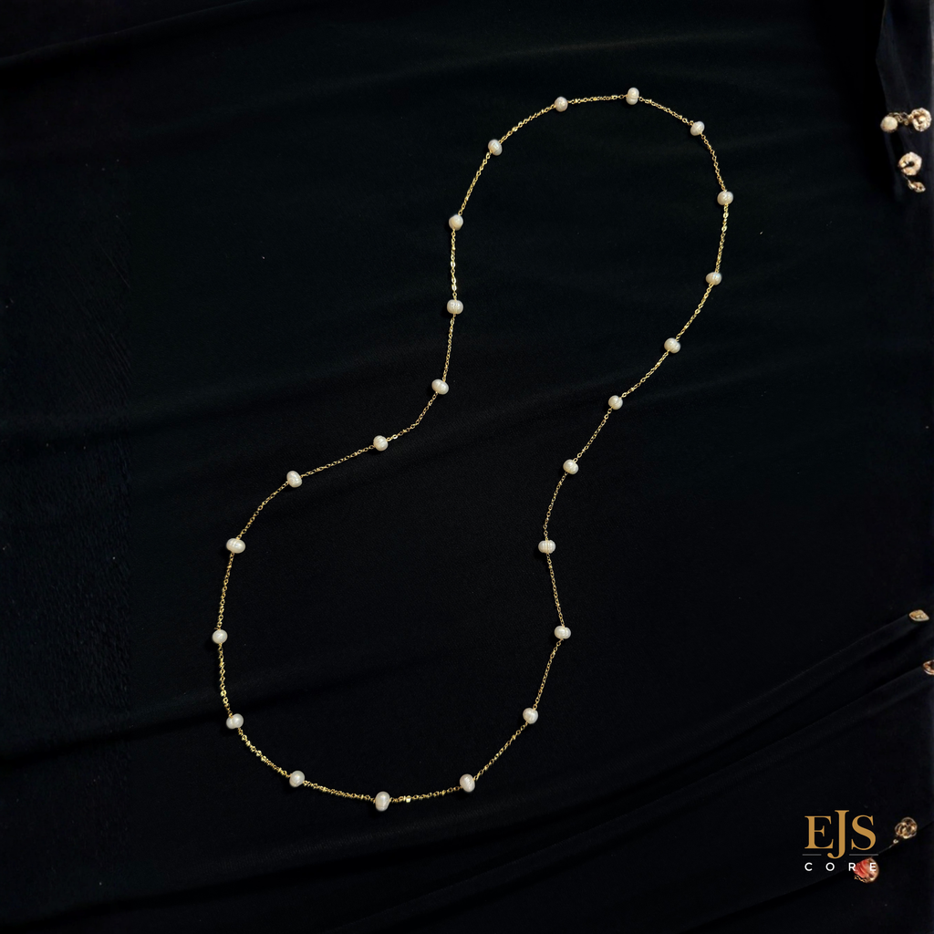 minimalis jewellery long necklace with fresh water pearls