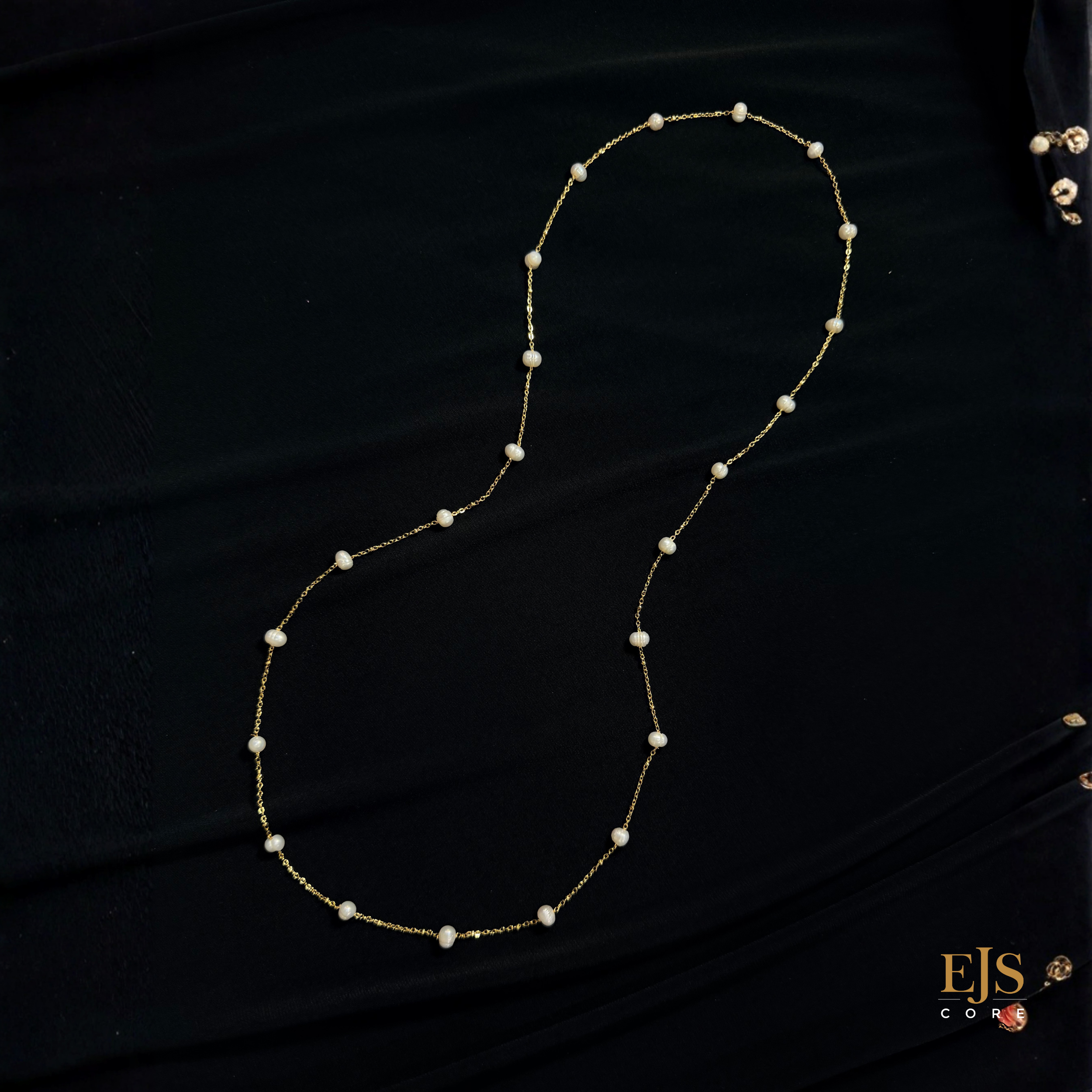 minimalis jewellery long necklace with fresh water pearls